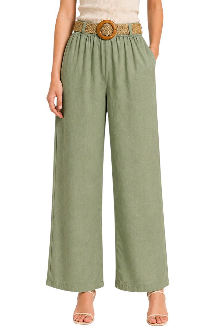 Mississhop Paperbag-Hose Damen Palazzo Hose – leichte Sommerhose mit Gürtel S/M, Art.2562