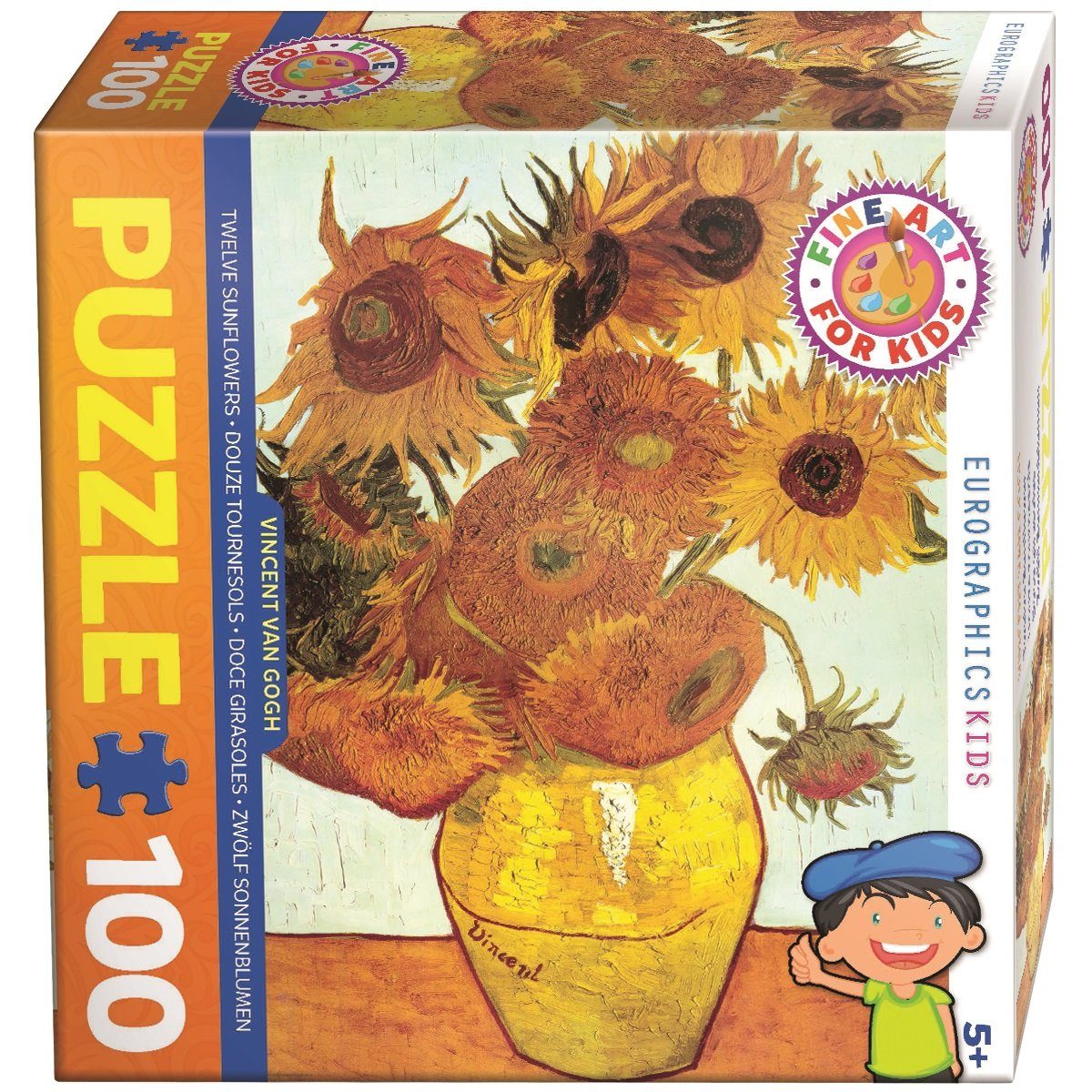 EUROGRAPHICS Puzzle 6100-3688 Vincent Van Gogh Zwölf Sonnenblumen, 100 Puzzleteile, Made in Europe