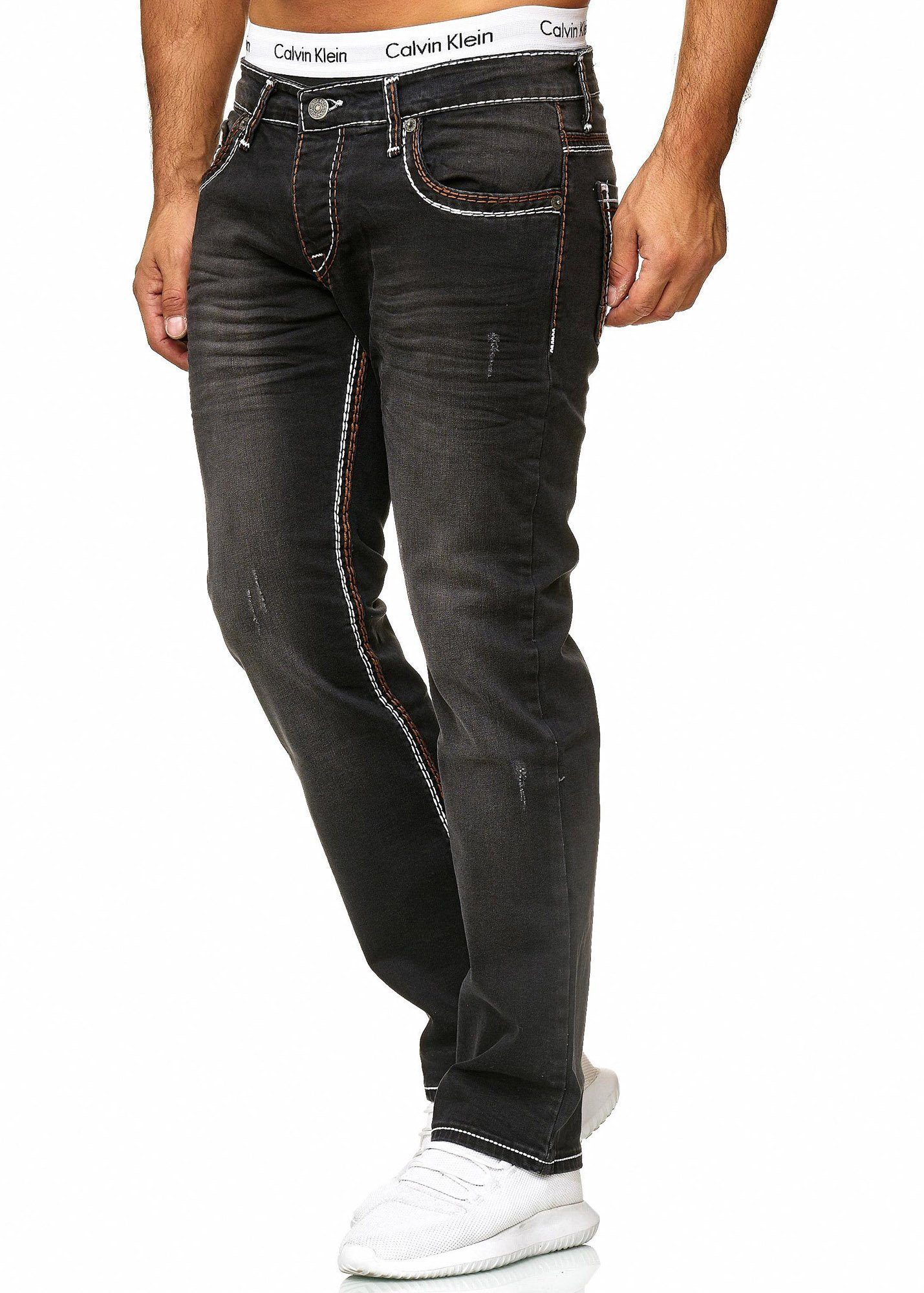 Code47 Regular-fit-Jeans Code47 Herren Jeans Denim Regular Fit Used Design Straight Cut