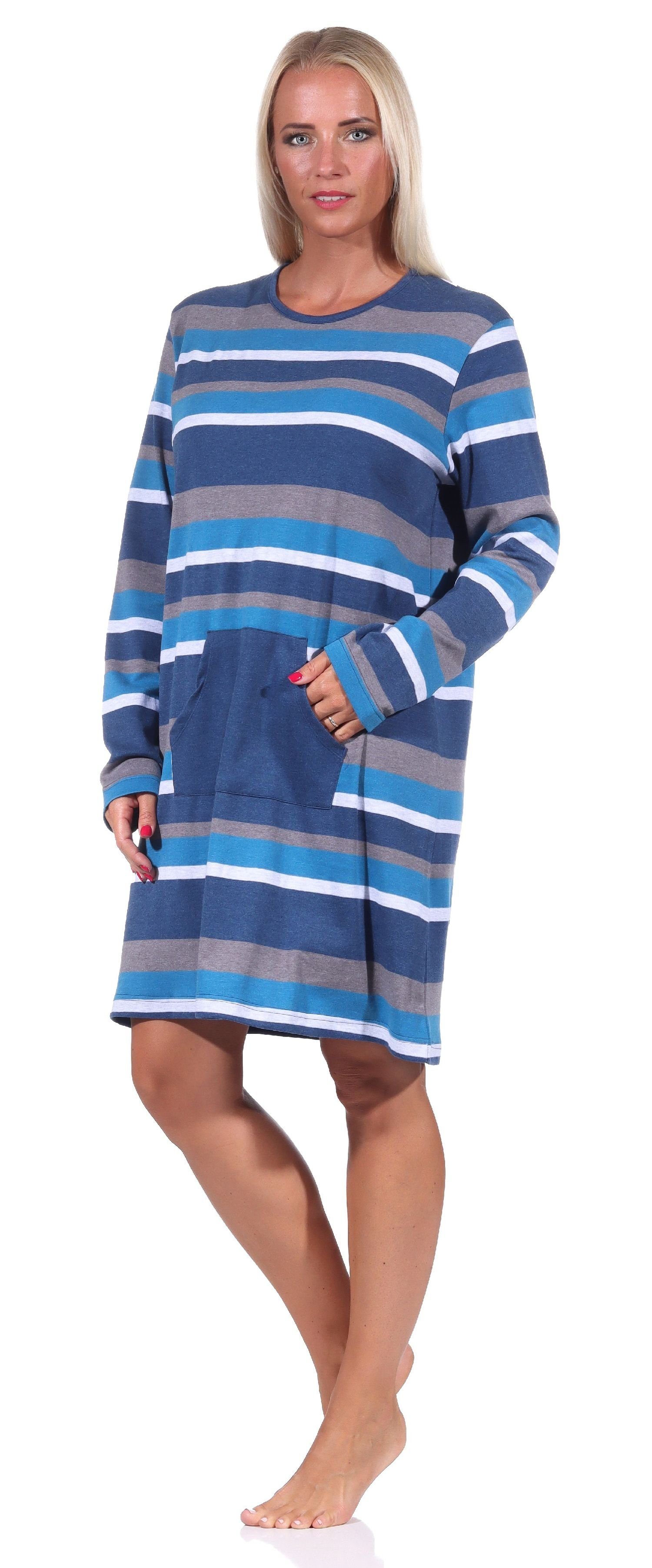 Normann Nachthemd »Cooles Damen Kuschel Interlock Nachthemd in  Streifenoptik und mit aufgesetzter Tasche« online kaufen | OTTO