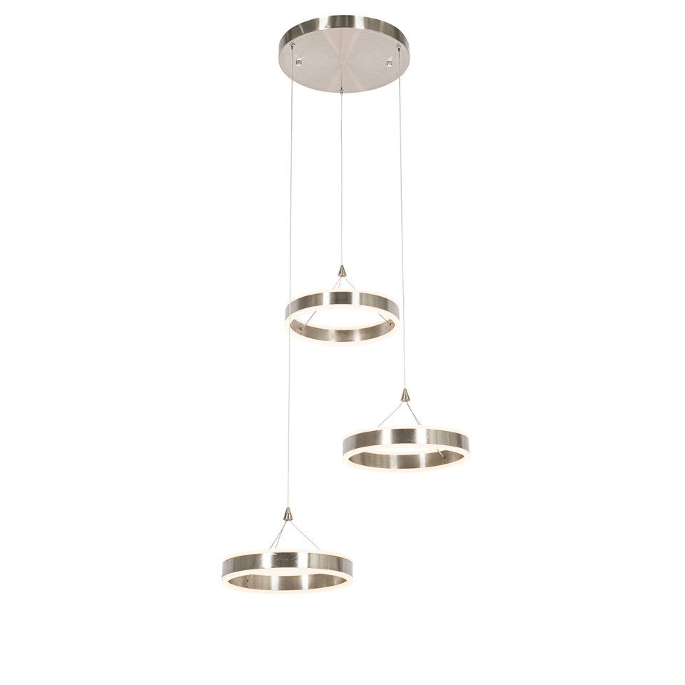 Qazqa Pendelleuchte Lyani, LED fest integriert, (nicht austauschbare) LED, Stahl, Design, Aluminium, 3-flammig