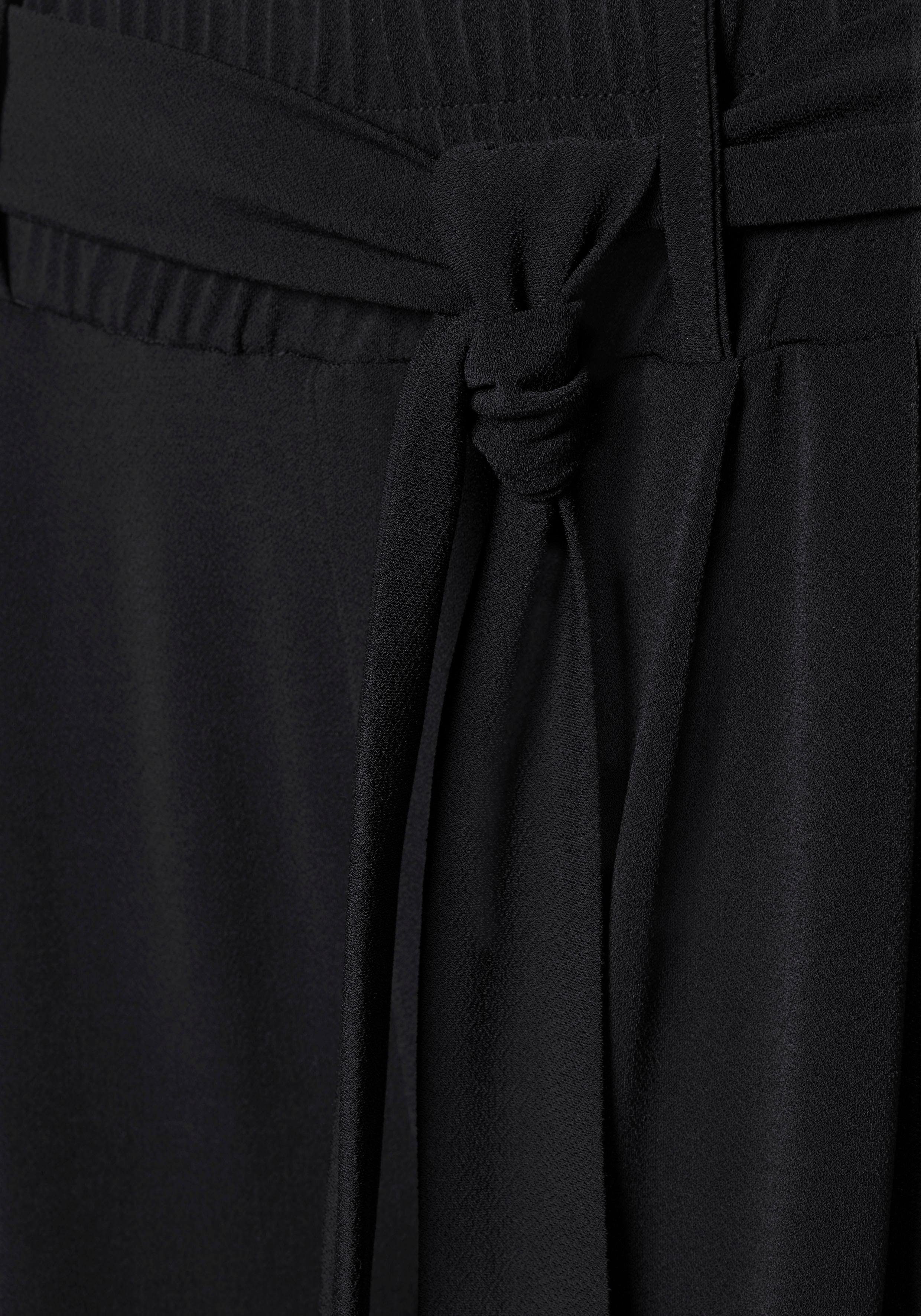 Bindegürtel, schwarz LASCANA Bindegürtel) Stoffhose, elegant und (mit und 7/8-Länge Culotte sommerlich in