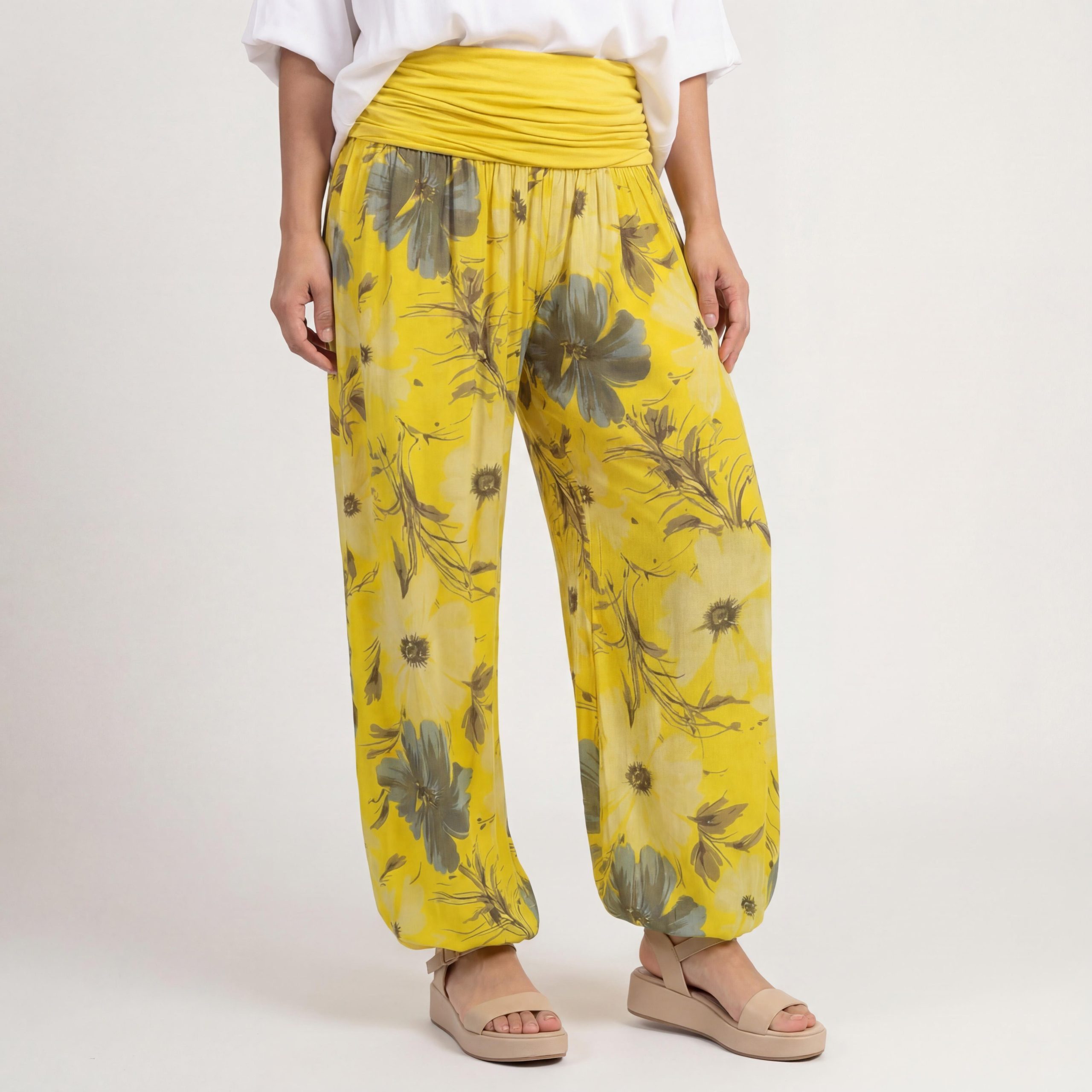 OriginalYou Haremshose Sommerhose luftig und leichte Pumphose für Damen mit elastischem Bund, sommerliches Design, Middle Waist