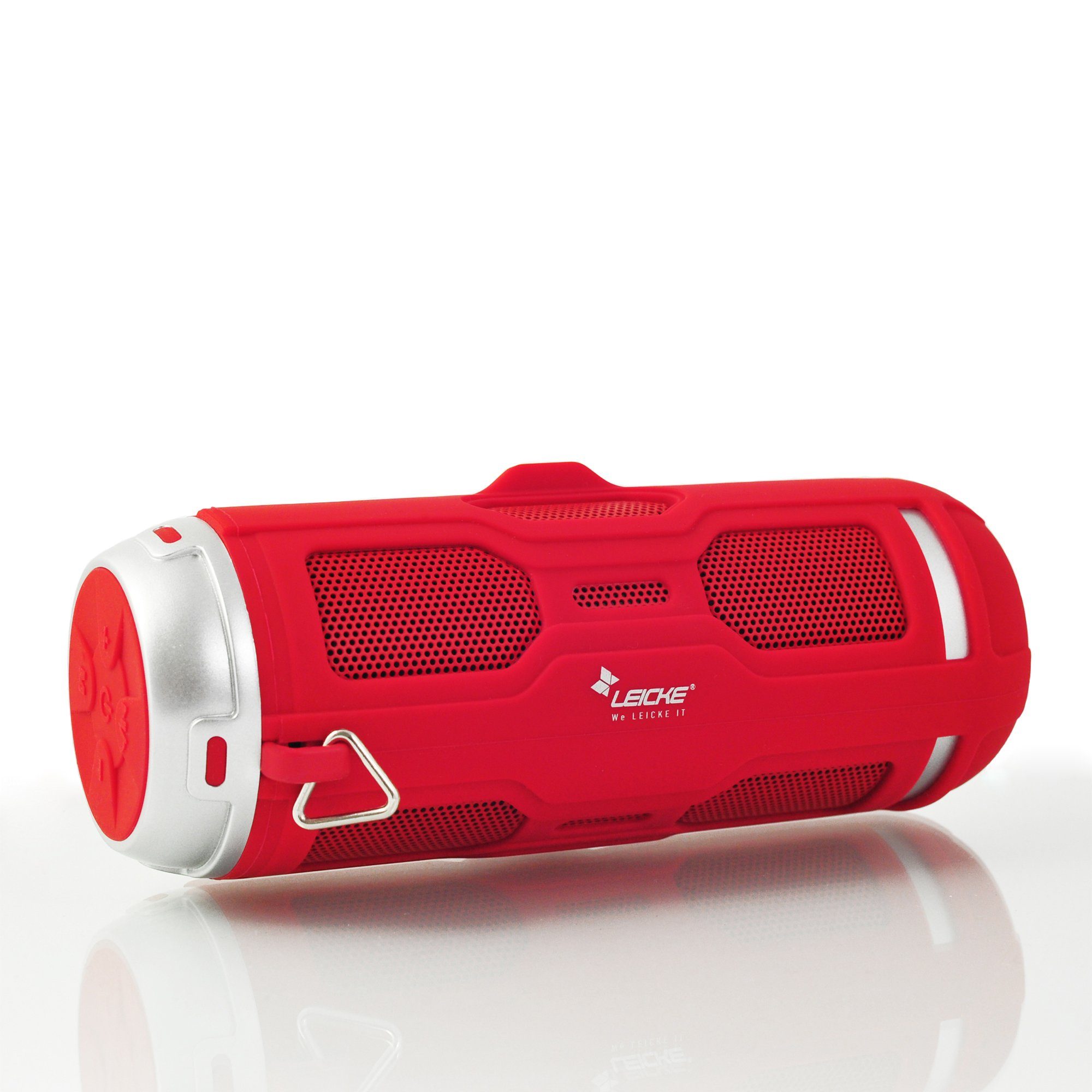 Leicke DJ Roxxx Active Bluetooth-Lautsprecher stereo (Bluetooth, 10 W, Bass-Boost, spritzwassergeschützt (IPX4), schützende Gummiumantelung)