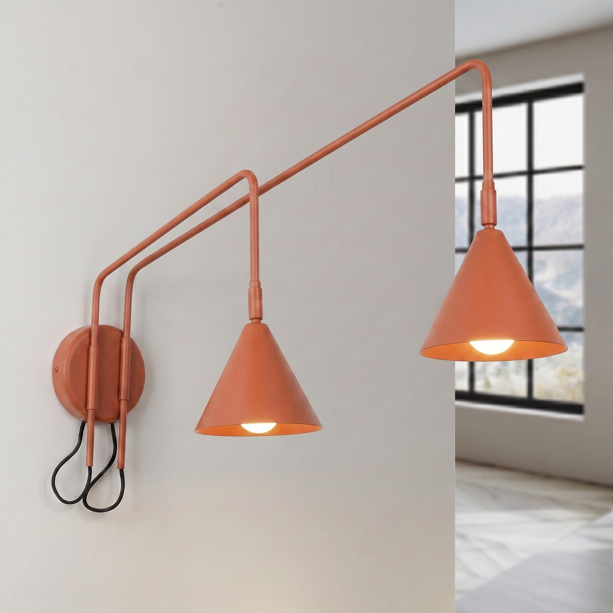 SOLLUX lighting Wandleuchte Wandleuchte NOX 2 rote ocker mit einem Schalter, Nicht enthalten