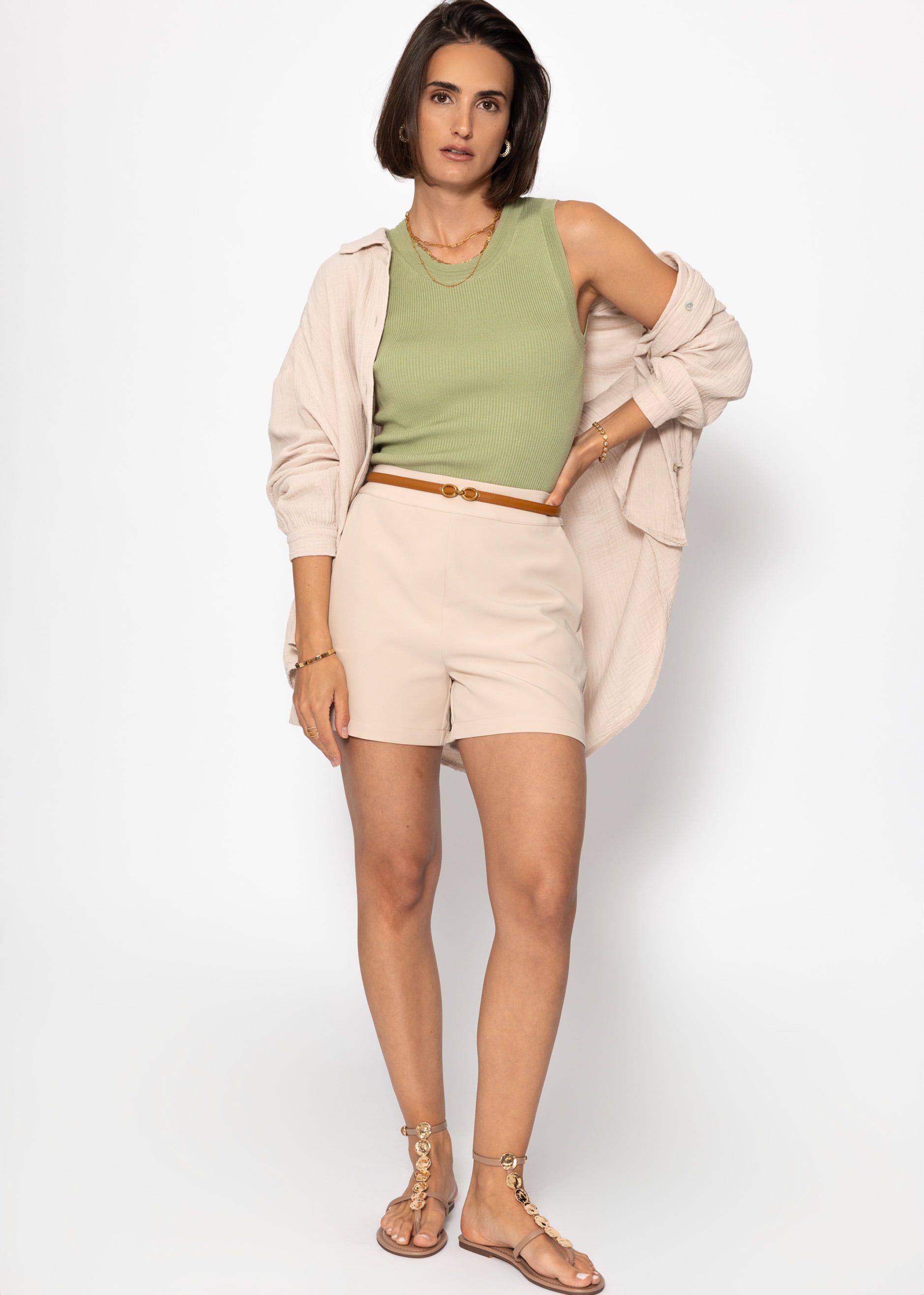 SASSYCLASSY Shorts Elegante Shorts Damen Sommer High Waist Stoffhose mit Re günstig online kaufen