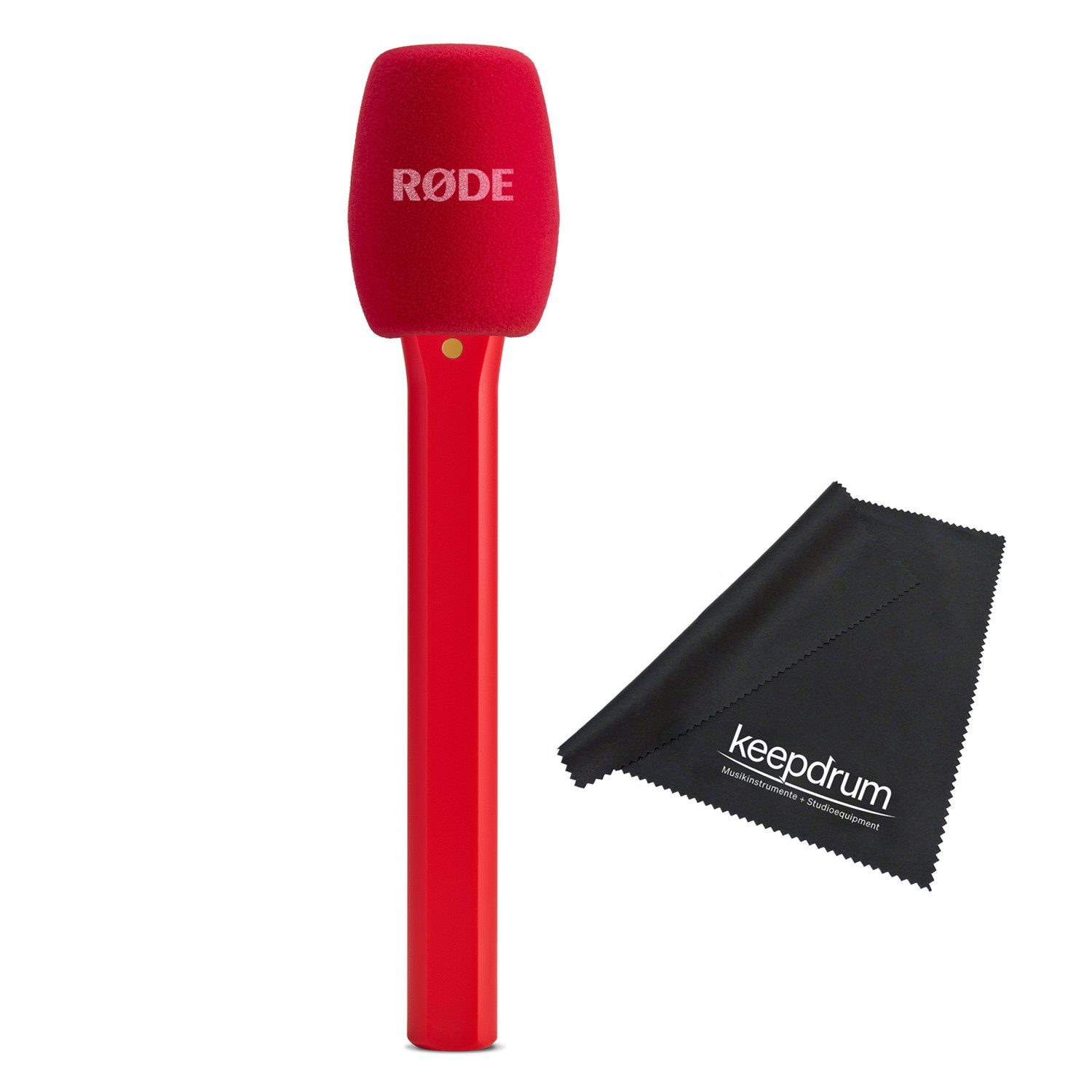 RØDE Rode Interview Micro Handadapter für Wireless Micro Rot mit Tuch Digitales Aufnahmegerät (Vorteils-Set mit Mikrofasertuch)