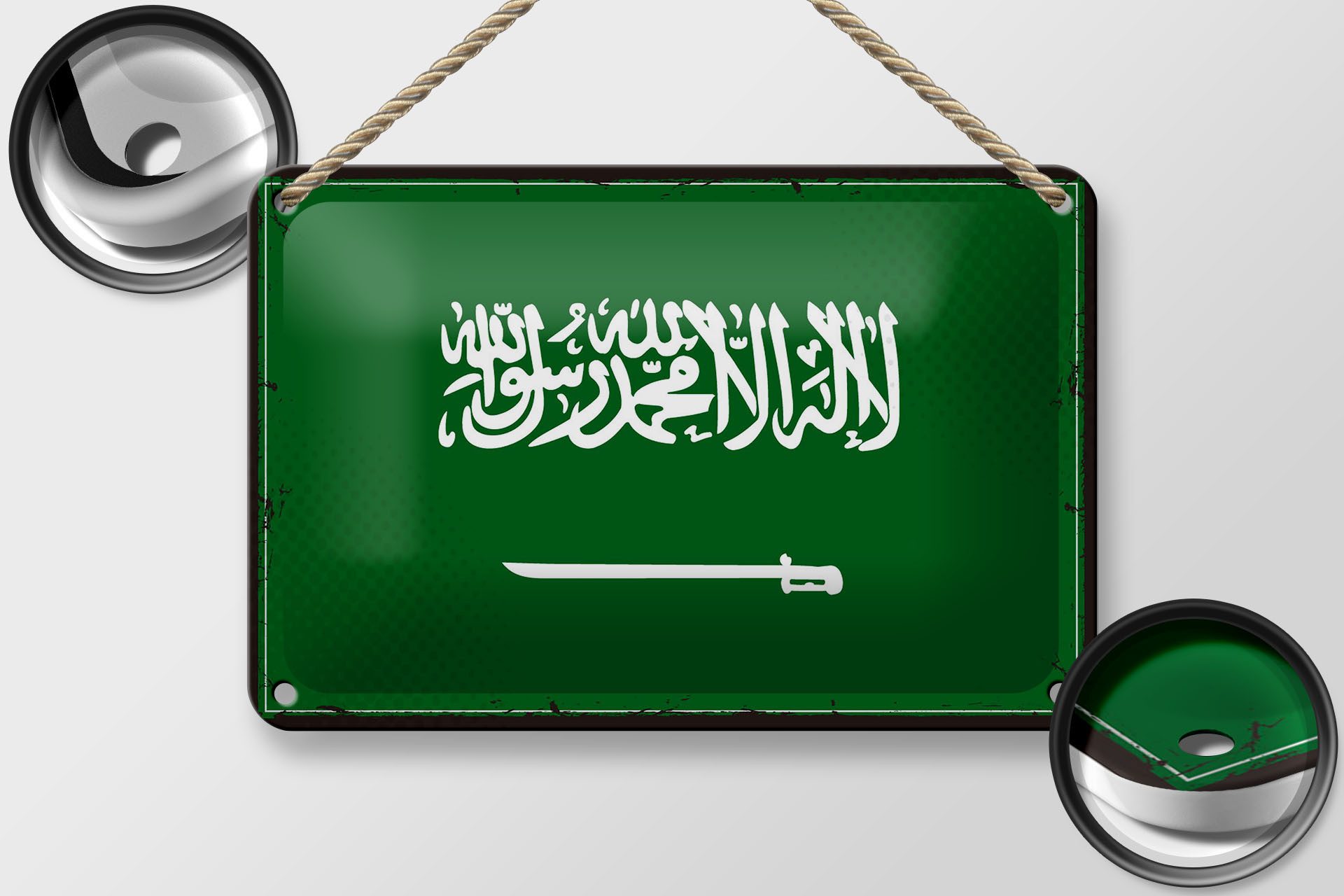 Femer GmbH Metallschild Flagge Saudi-Arabien 18x12cm Retro Saudi Arabia, (1 St), gewölbte Oberfläche, abgerundete Ecken, umgeschlagene Kanten