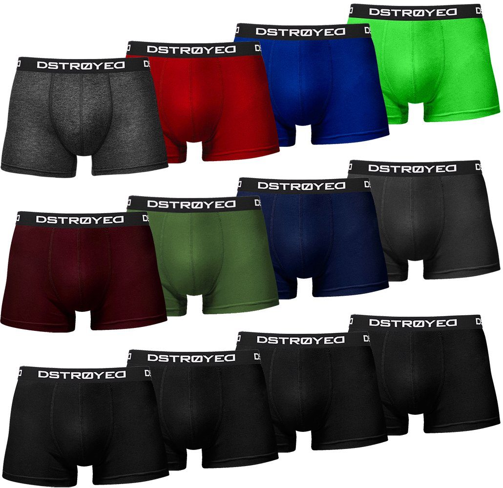 DSTROYED Boxershorts Herren Männer Unterhosen Baumwolle Premium Qualität perfekte Passform (Spar-Pack, 12er Pack) S - 7XL