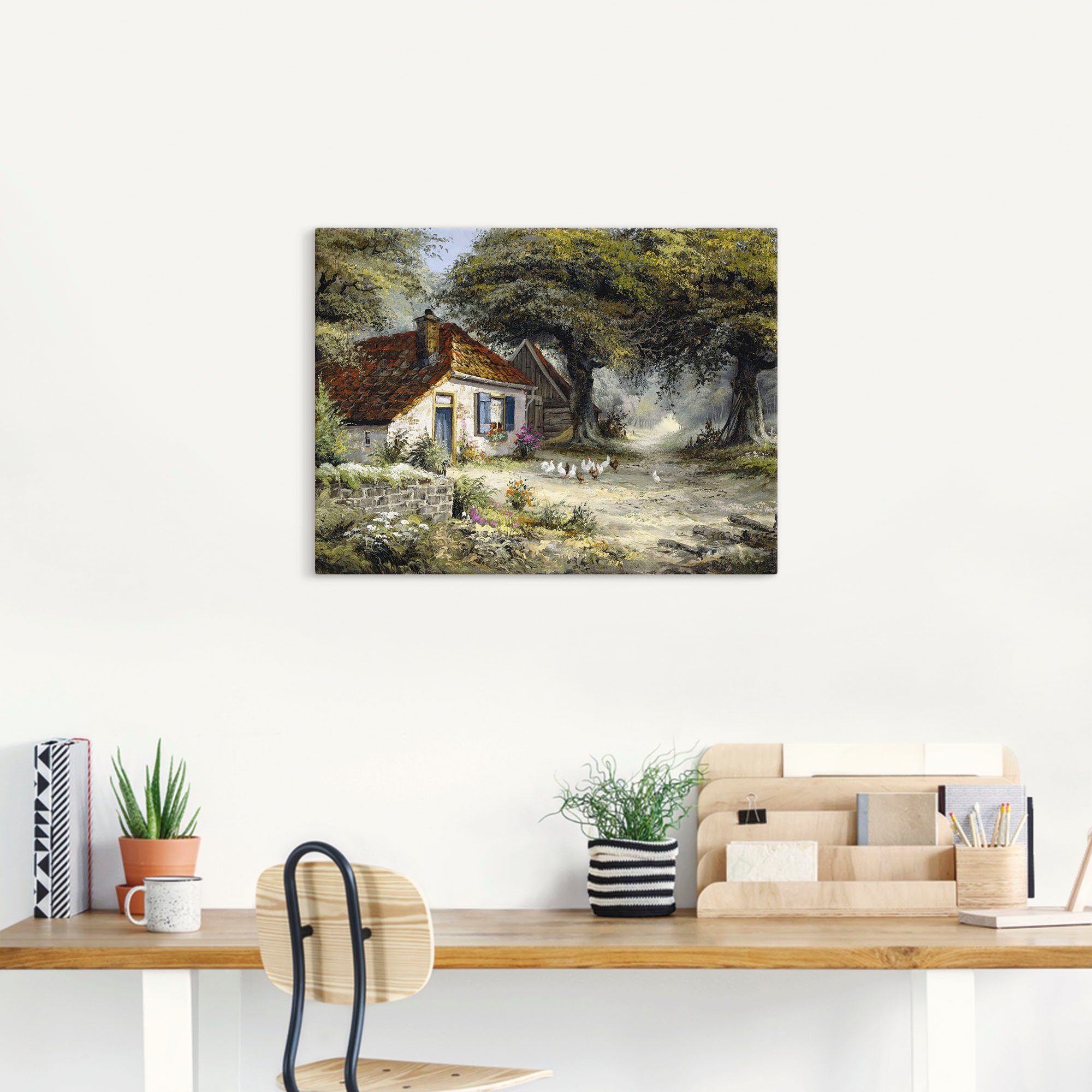 Artland Wandbild Märchenhaftes Ferienhaus, Garten (1 St), als Leinwandbild, Poster in verschied. Größen
