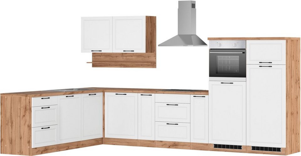 HELD MÖBEL Küche Lana, Stellbreite 240/360 cm, wahlweise mit E-Geräten,  Hochwertig MDF-Fronten in modernen Landhausstil