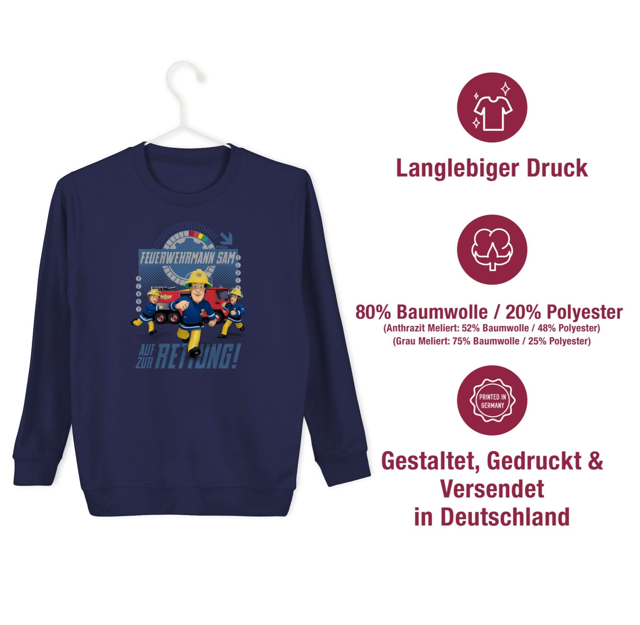 zur Auf Sam Feuerwehrmann Jungen Blau Navy Shirtracer Sweatshirt 1 Rettung