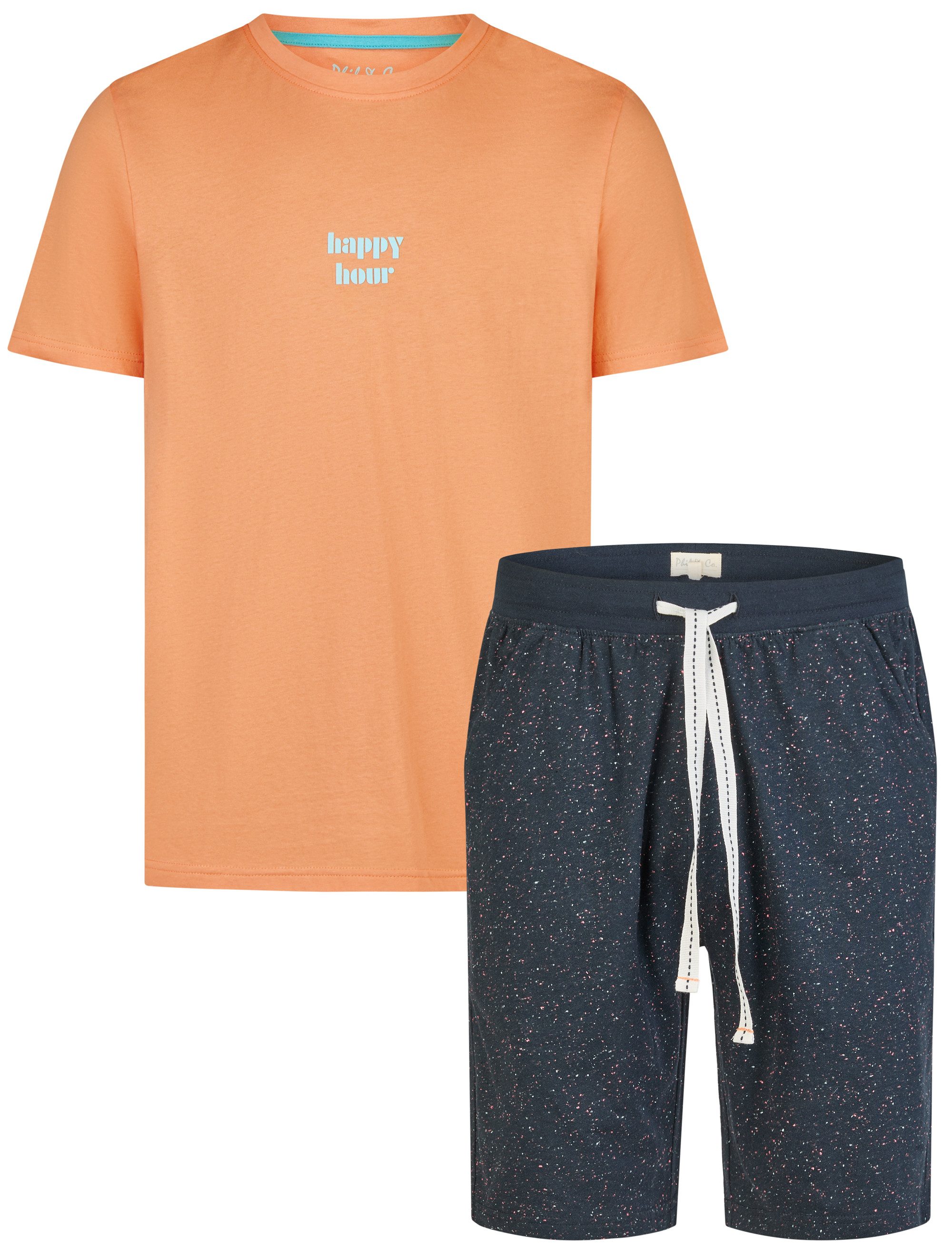 Phil & Co. Shorty Easy Sleep (Set, 2 tlg., 2-teilig) Herren Pyjama kurz Shorty Baumwolle Kurzarm Eingriffstaschen