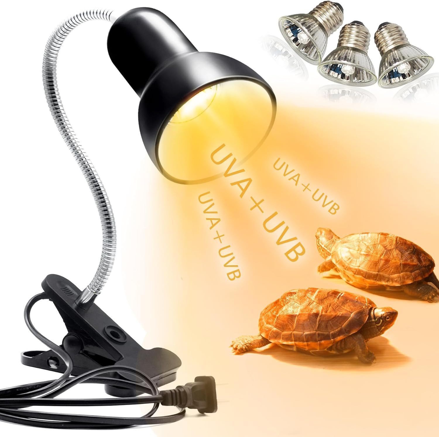 FELIXLEO Infrarot-Wärmestrahler Schildkröten-Wärmelampe Reptilien-Terrarium-Lampe 25 W 50 W, 2-tlg.