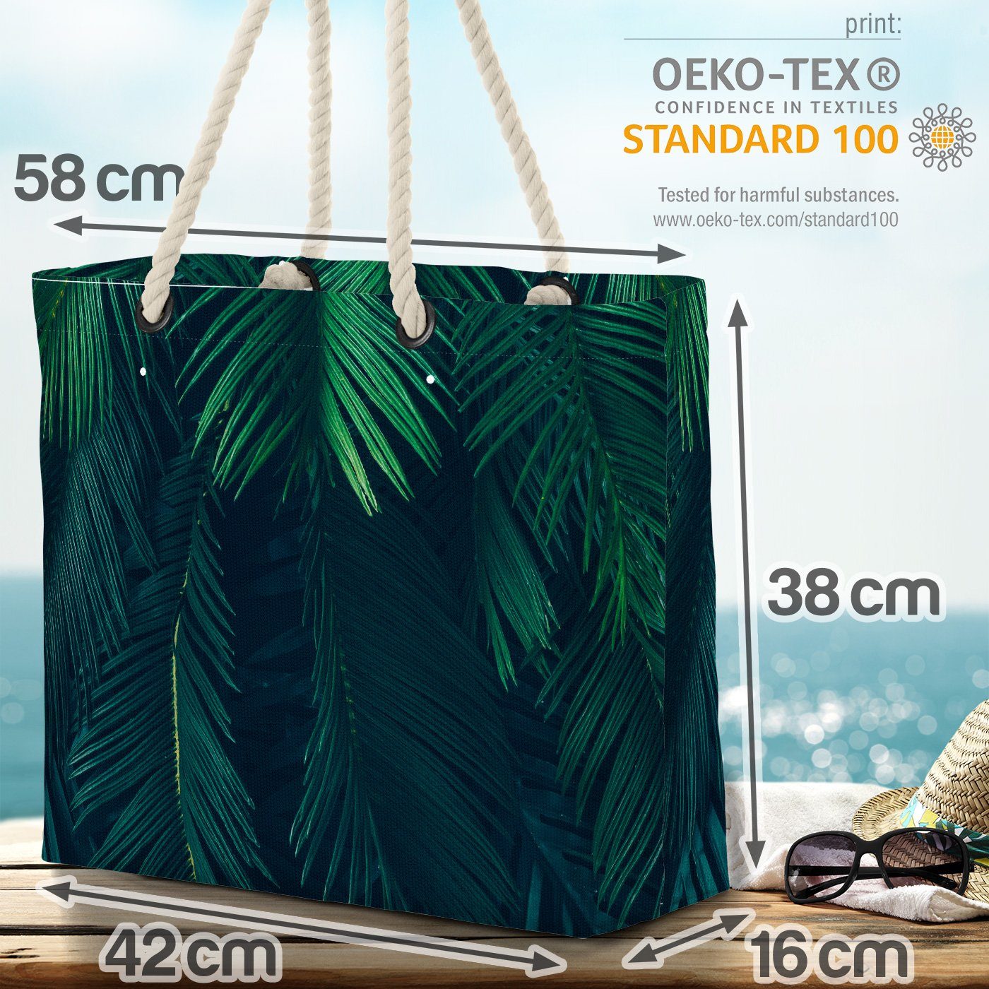 Bag Urlaub reis (1-tlg), Grüne Beach VOID Palmen tropisch Hawaii Strandtasche Tropen Palmenblätter Blätter