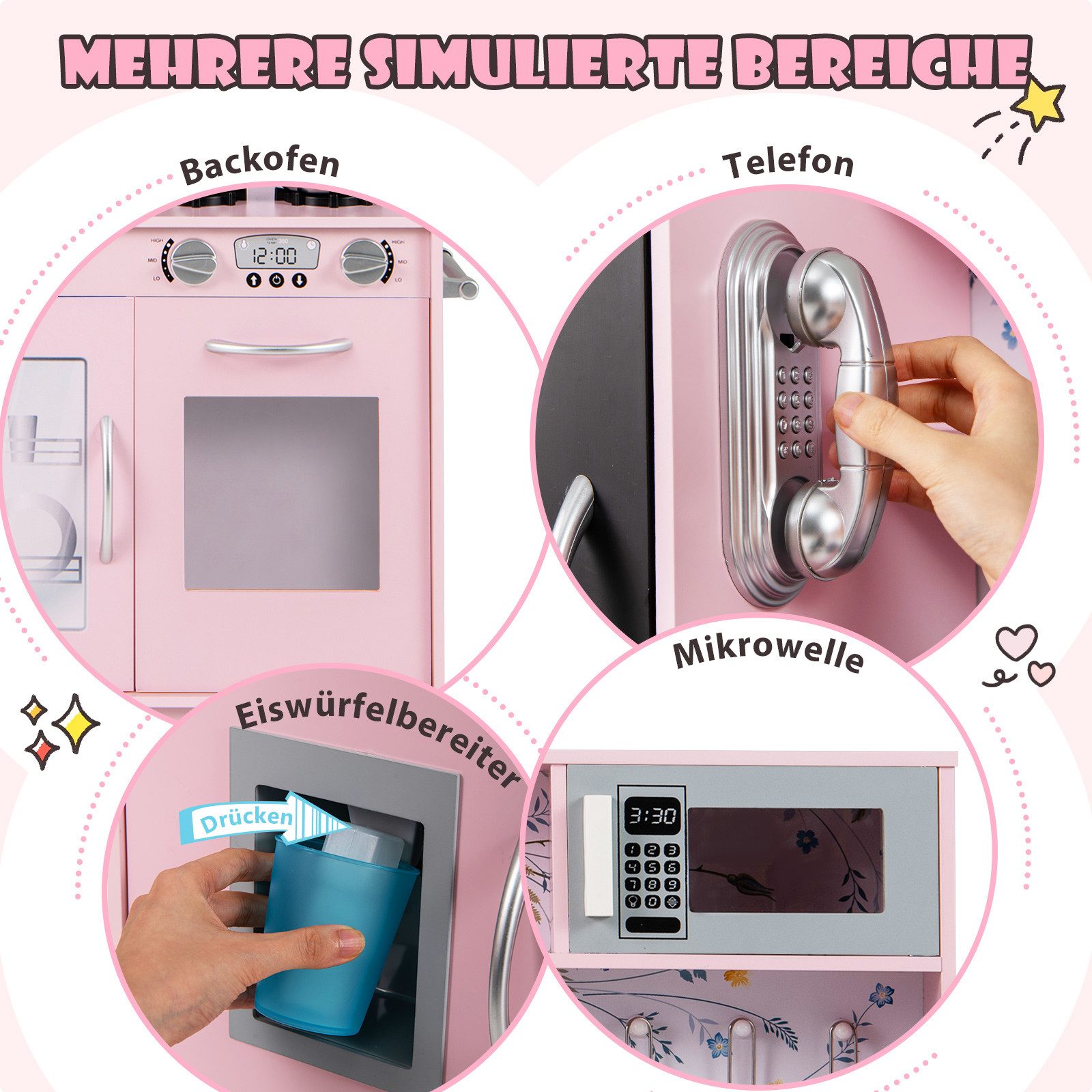 COSTWAY Spielküche Kinderküche, mit Zubehör & Tafel günstig online kaufen