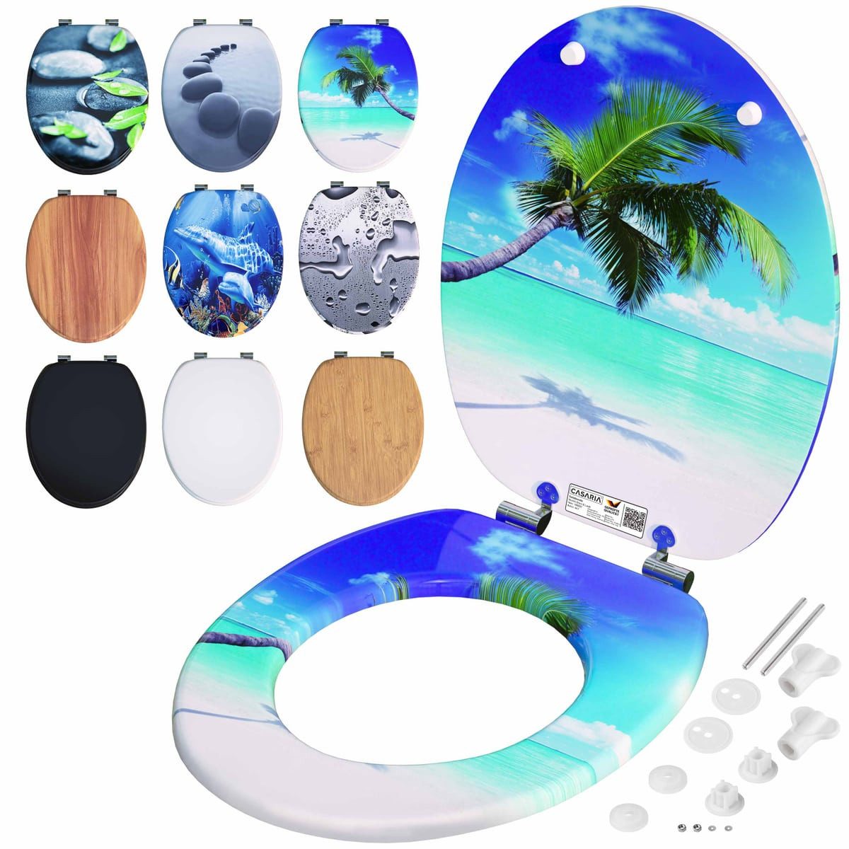 Casaria WC-Sitz, Doppelte Absenkautomatik MDF Holz hygienisch Toilettensitz Klobrille