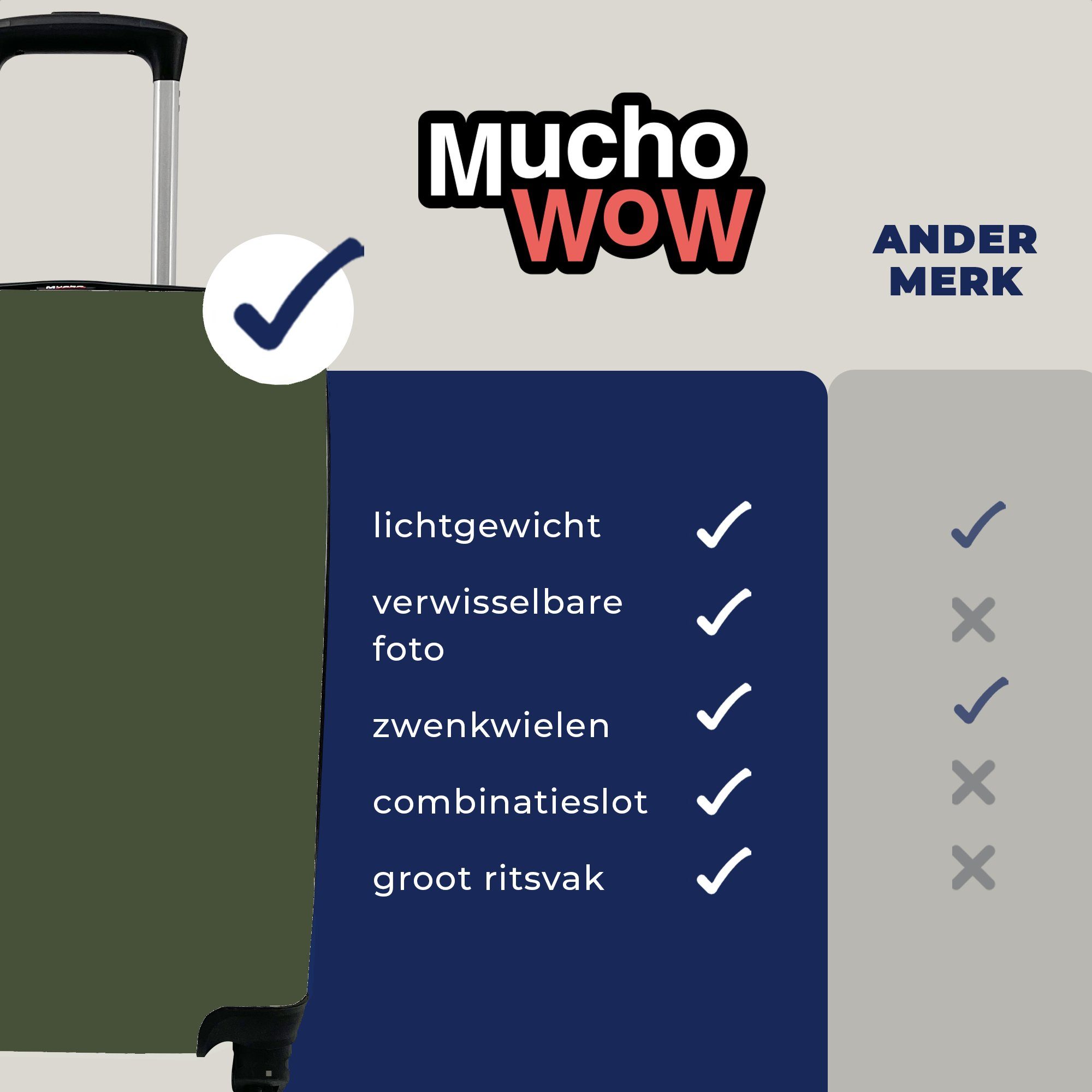 MuchoWow Handgepäckkoffer Kuh Rollen, Gras, - 4 - - Trolley, Tiere rollen, mit Wiese Ferien, Reisekoffer Natur Handgepäck für Reisetasche 