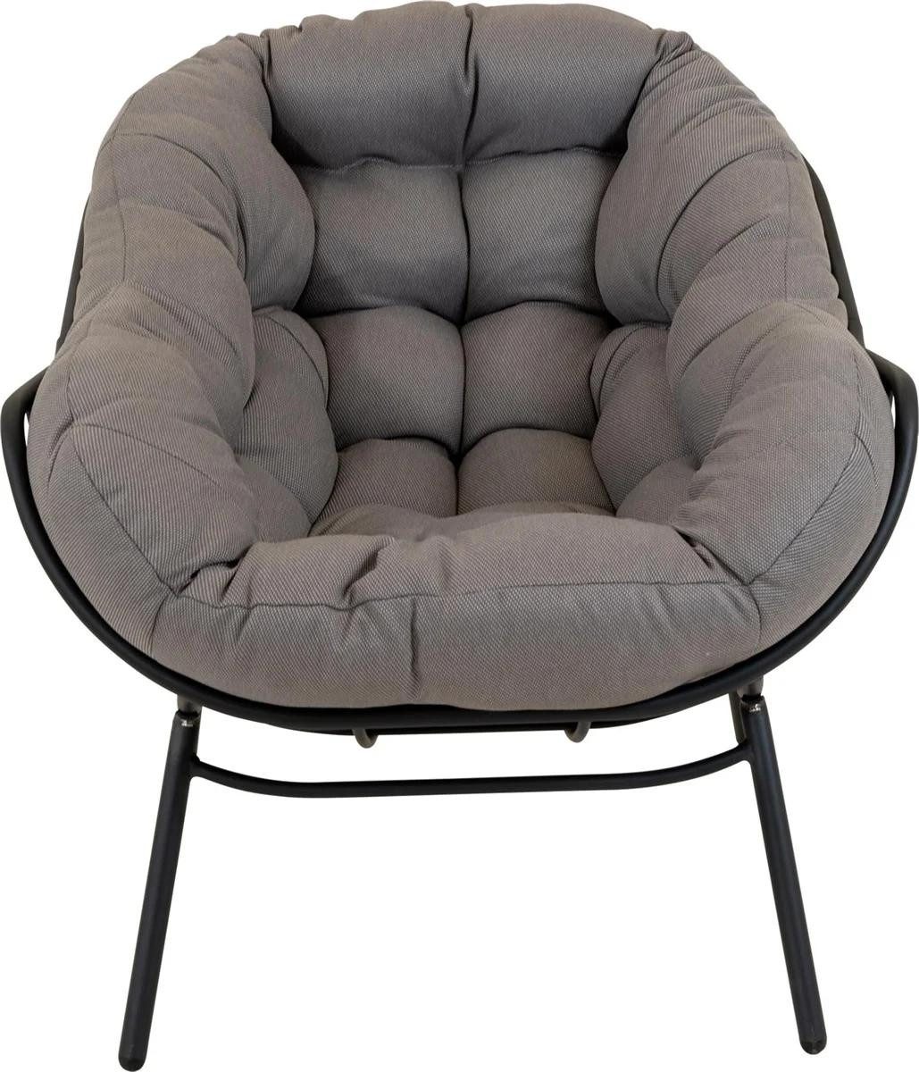 Natur24 Gartenstuhl Cozy Stone Relaxsessel Aluminium Olefin Schwarz Grau 97 x 101 x 93 cm