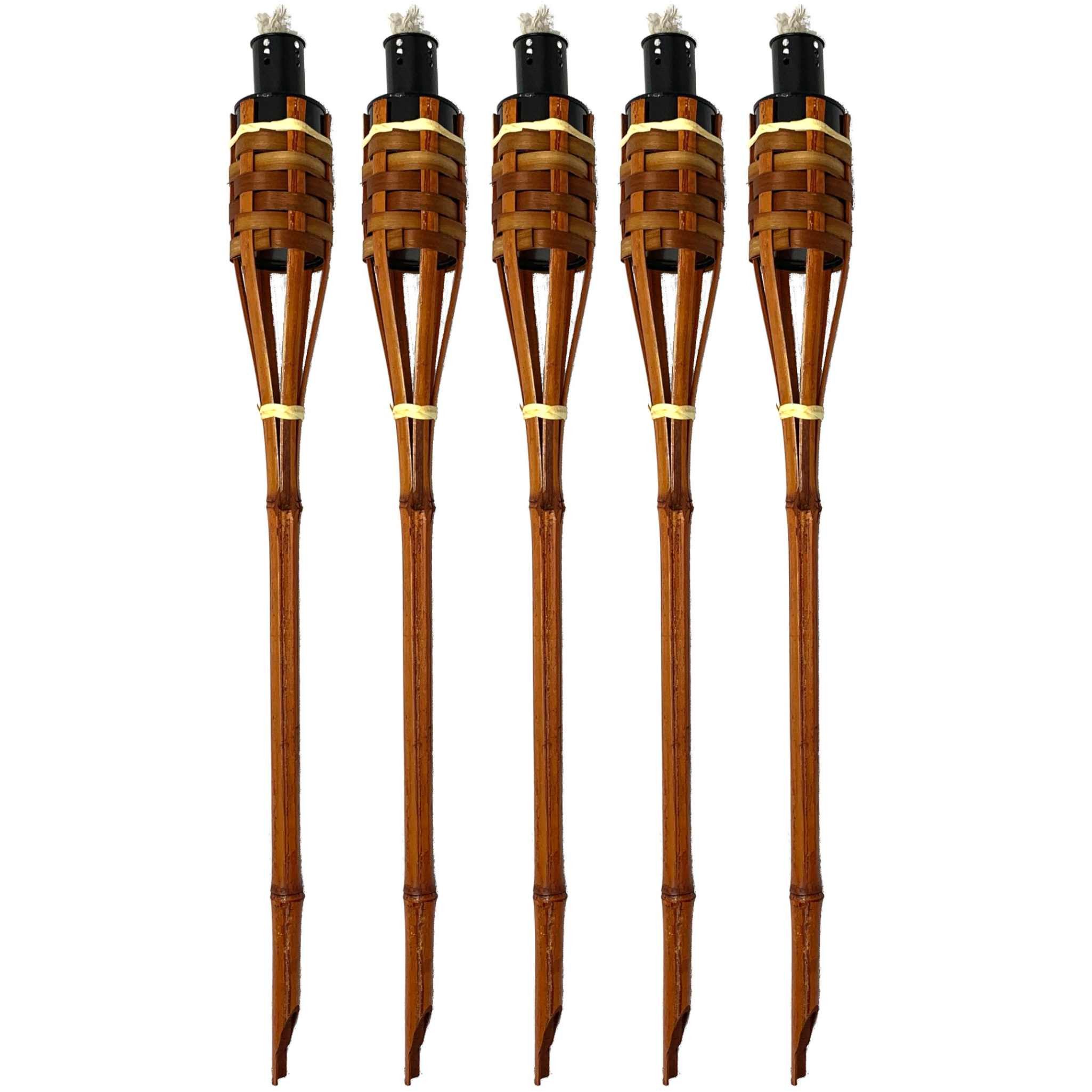 Moritz Dekoobjekt 5x Gartenfackel deluxe 90 cm dunkelbraun, Outdoor Fackel für Garten Gartendeko Ölfackel Bambusfackeln