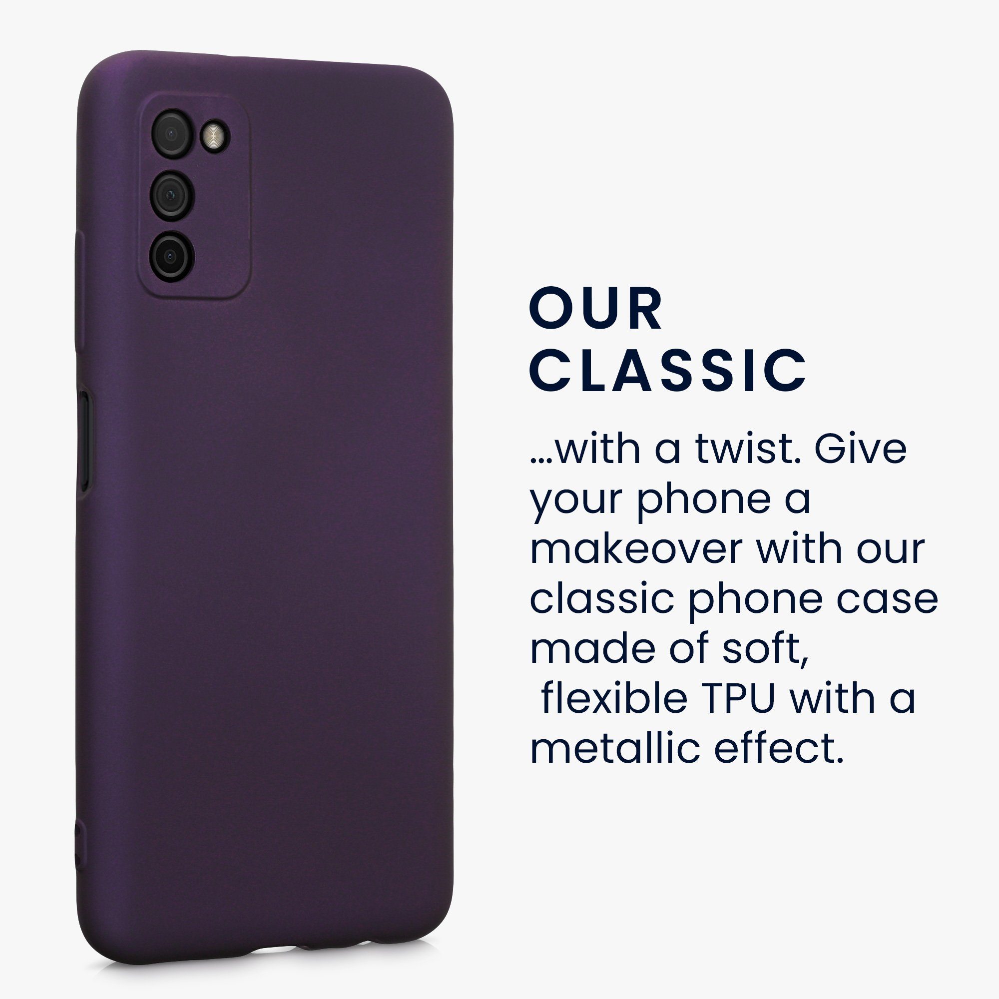 kwmobile Handyhülle Handyhülle für Samsung Galaxy A03s Hülle, Silikon Case metallisch schimmernd - Schutzhülle Cover