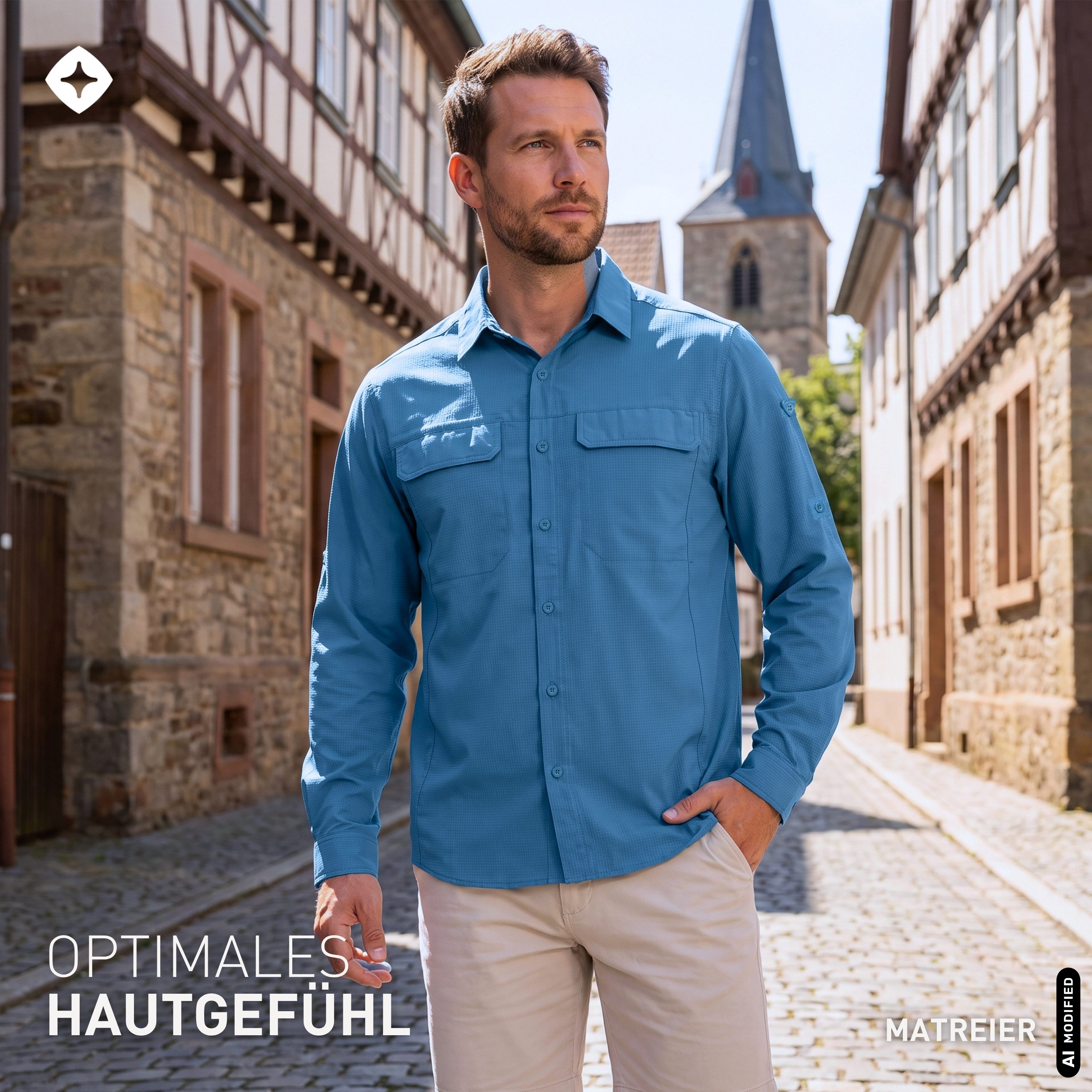Höhenhorn Funktionshemd Matreier Herren Hemd Langarm Funktionshemd Atmungsaktiv für Männer Button-Down-Hemd, Outdoor, Angelhemd – Bild 5 von 5