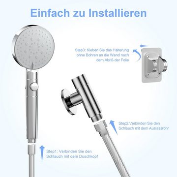 Nettlife Handbrause Handbruase 5 Strahlarten Wasserstop mit 1,5 m Schlauch Brausehalterung, (1-tlg)