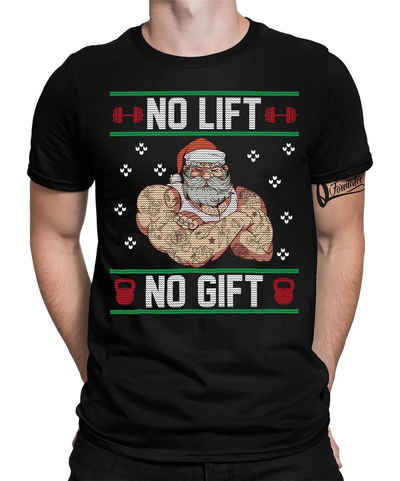 Quattro Formatee Kurzarmshirt No Lift No Gift Fitness Santa Ugly Christmas Herre (1-tlg)
