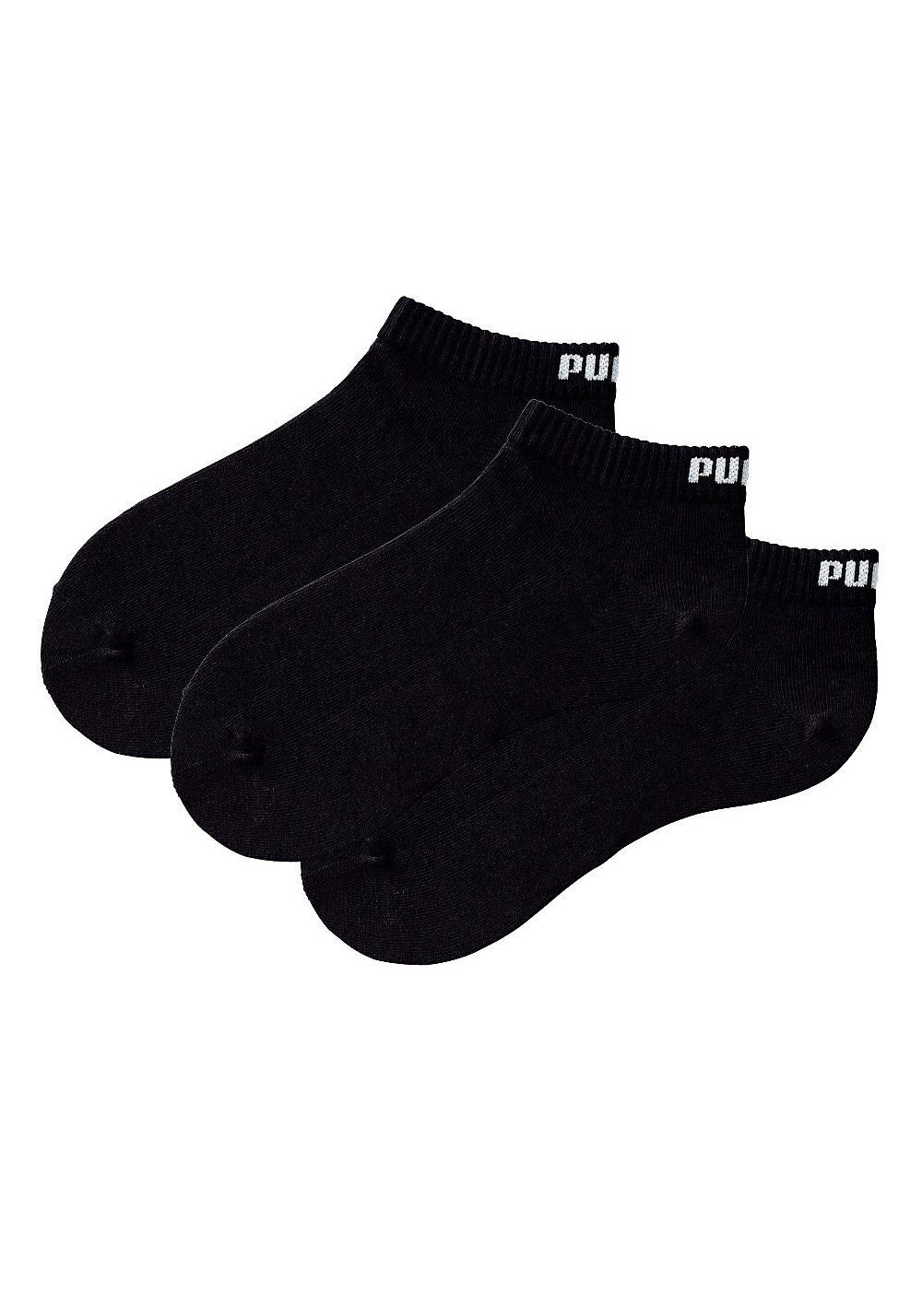 schwarz mit Rippbündchen (3-Paar) Kurzsocken PUMA 3x