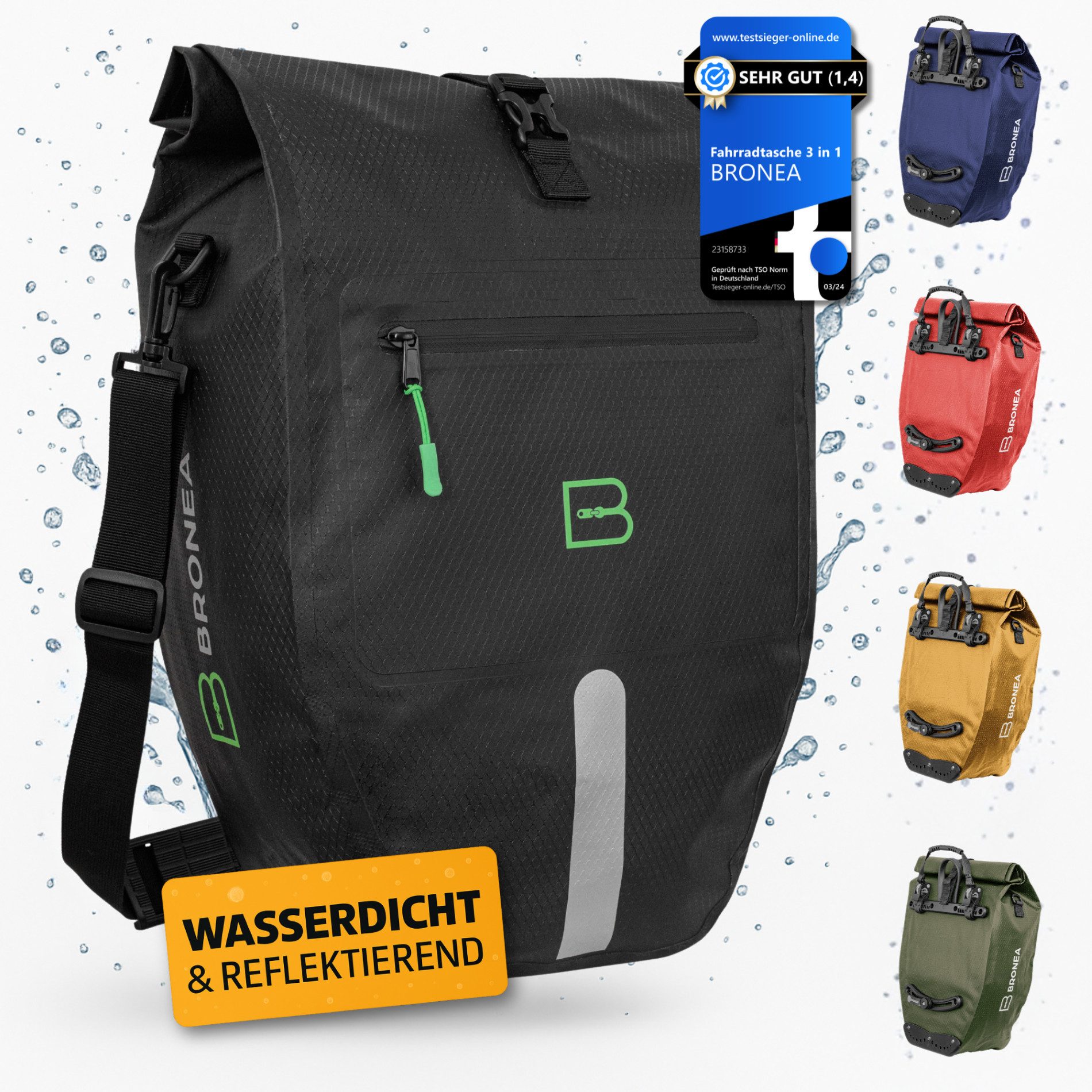 Fahrradtasche 2 STÜCK Gepäckträgertasche Fahrrad XXL 28 Ltr - Verstärkt - Abnehmbar