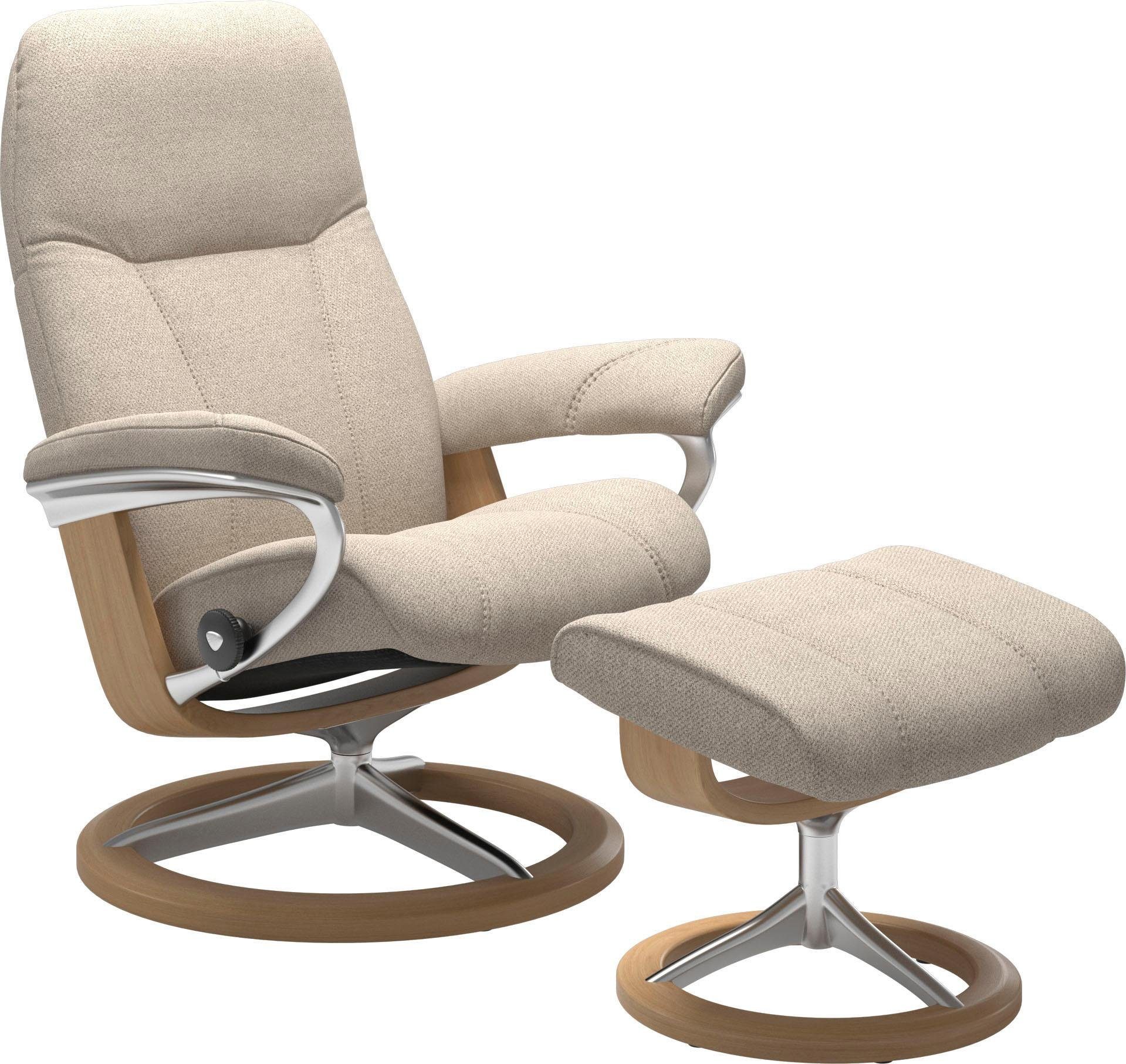 Stressless® Relaxsessel Consul (Set, Relaxsessel mit Hocker), mit Hocker, mit Signature Base, Größe S, Gestell Eiche