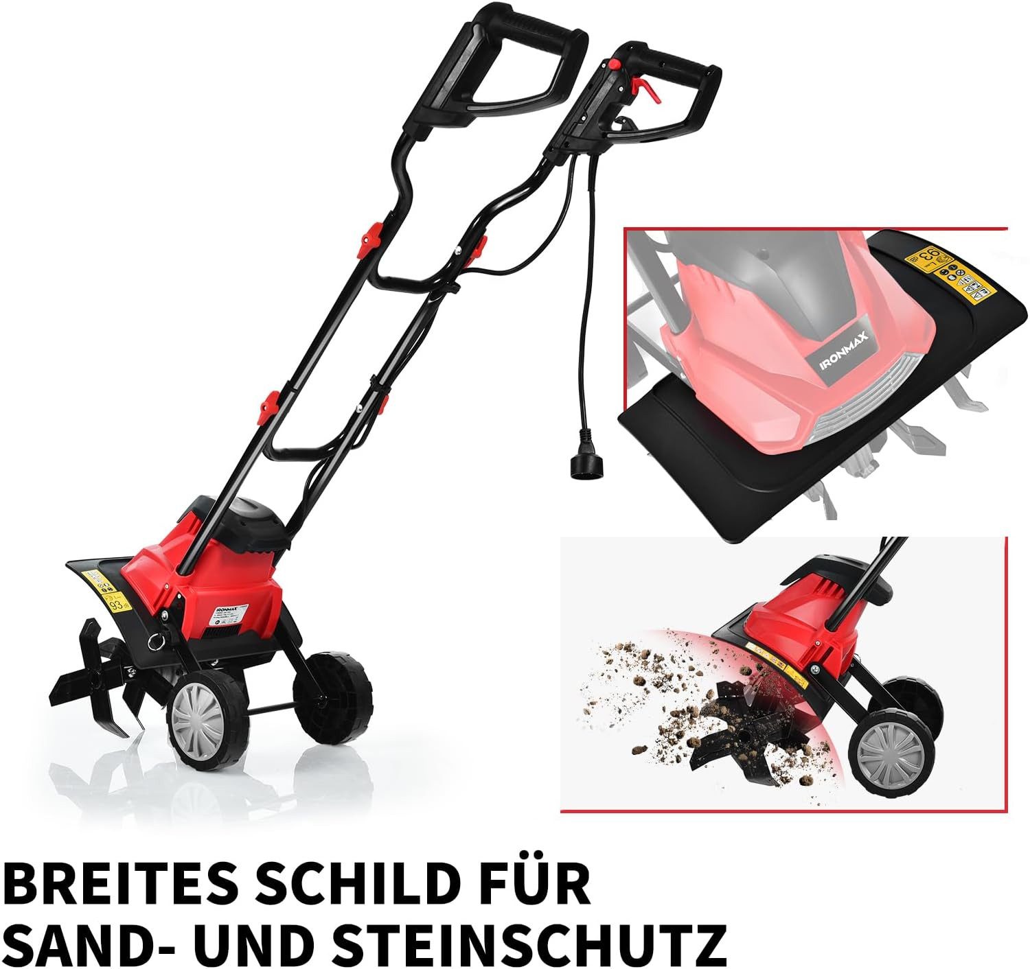 KOMFOTTEU Elektromotorhacke Elektro-Bodenhacken, 1200w, mit 16 harten Messer