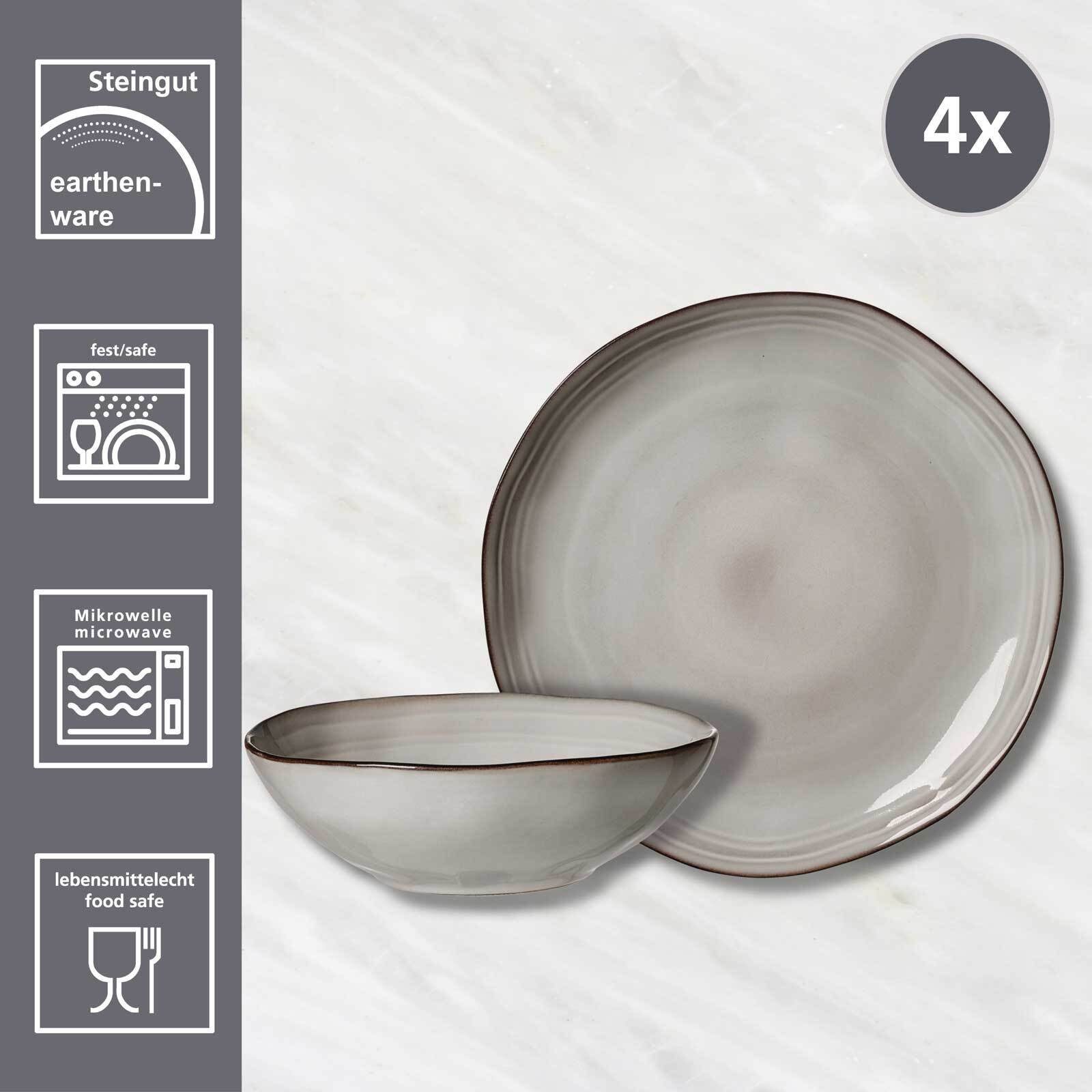 Ritzenhoff & Breker Tafelservice Kendra Tafel-Set 8er Set (8-tlg), 4 Personen, Steingut