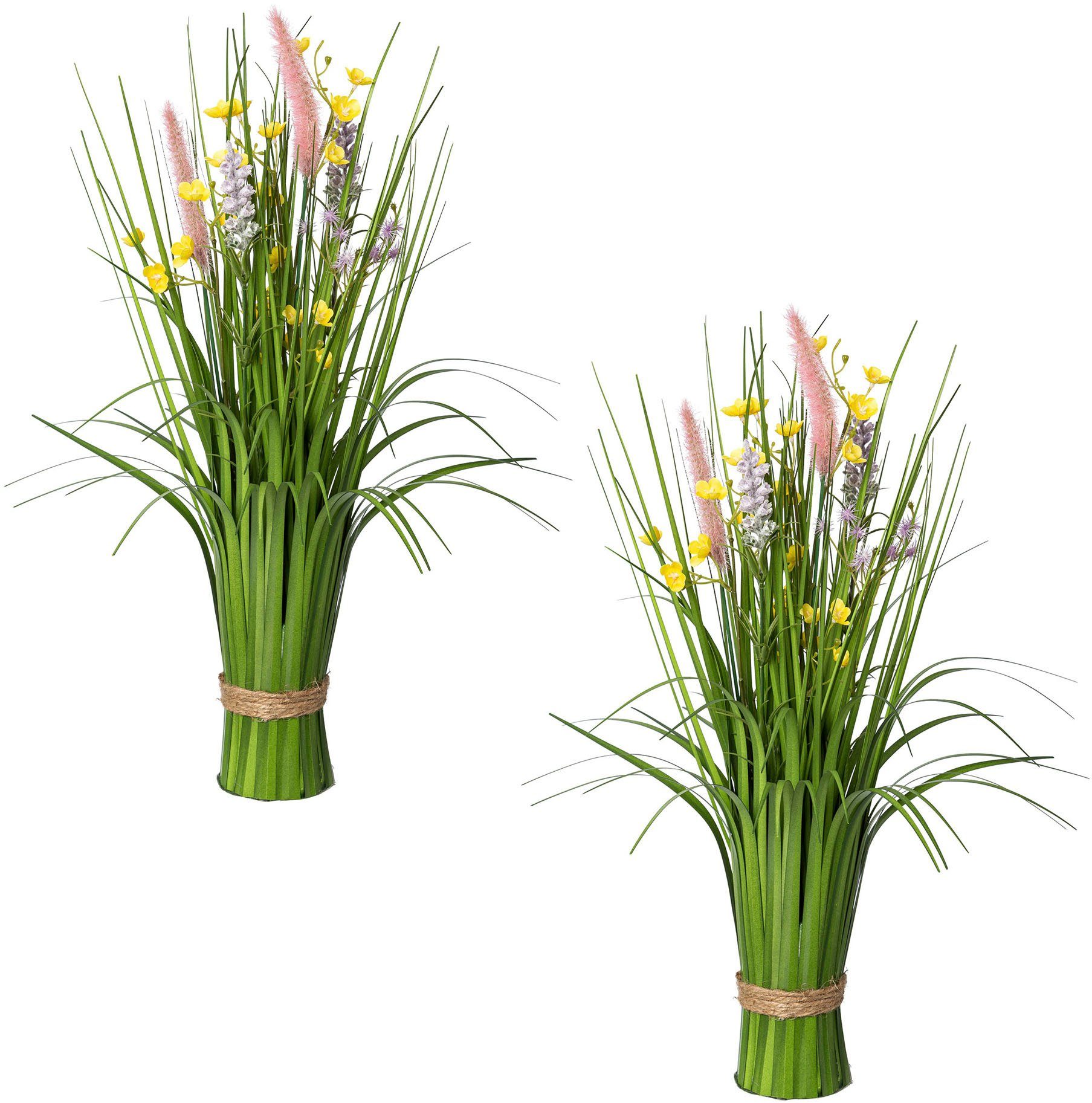 Creativ mit Kunstgras bunt Blüten, Höhe cm Stehgras-Busch green, 48