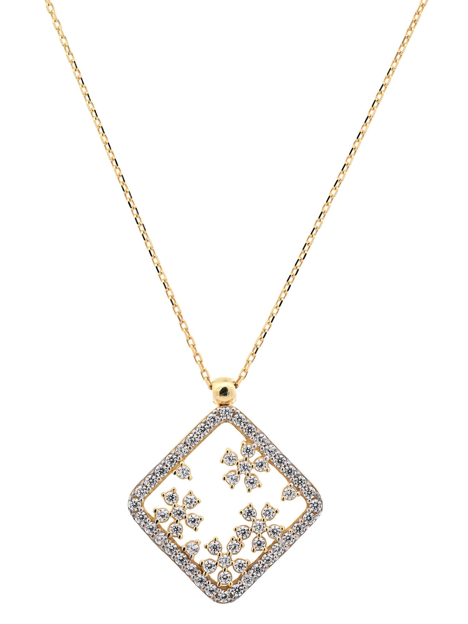 Goldkette Goldkette Collier mit Zirkonia massiv 375-9 Karat Gold 45 cm