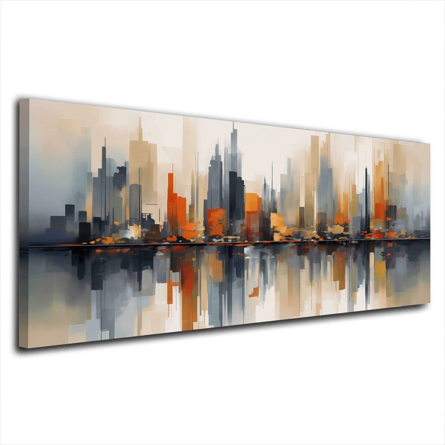 Artedinoi Leinwandbild Stadt Panorama Hochhäuser abstrakt Leinwandbild Wandbild Kunstdruck XL, Stadtpanorama mit Hochhäusern, abstrakt