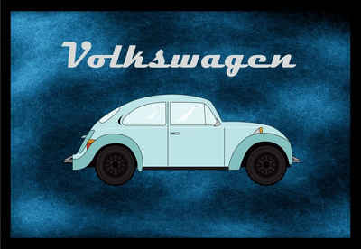 Fußmatte Schmutzfangmatte Volkswagen alt blau rutschfest F1033, Ladreas, 60x40