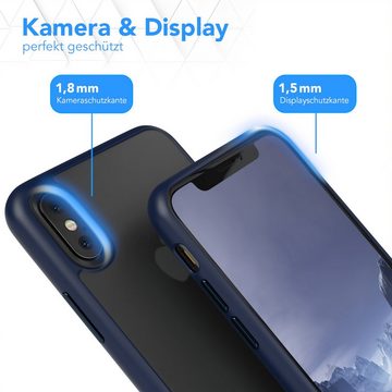 EAZY CASE Handyhülle Outdoor Case für Apple iPhone X / XS 5,8 Zoll, Hülle kompatibel mit Qi & Magsafe Robust Back Cover Blau / Nachtblau