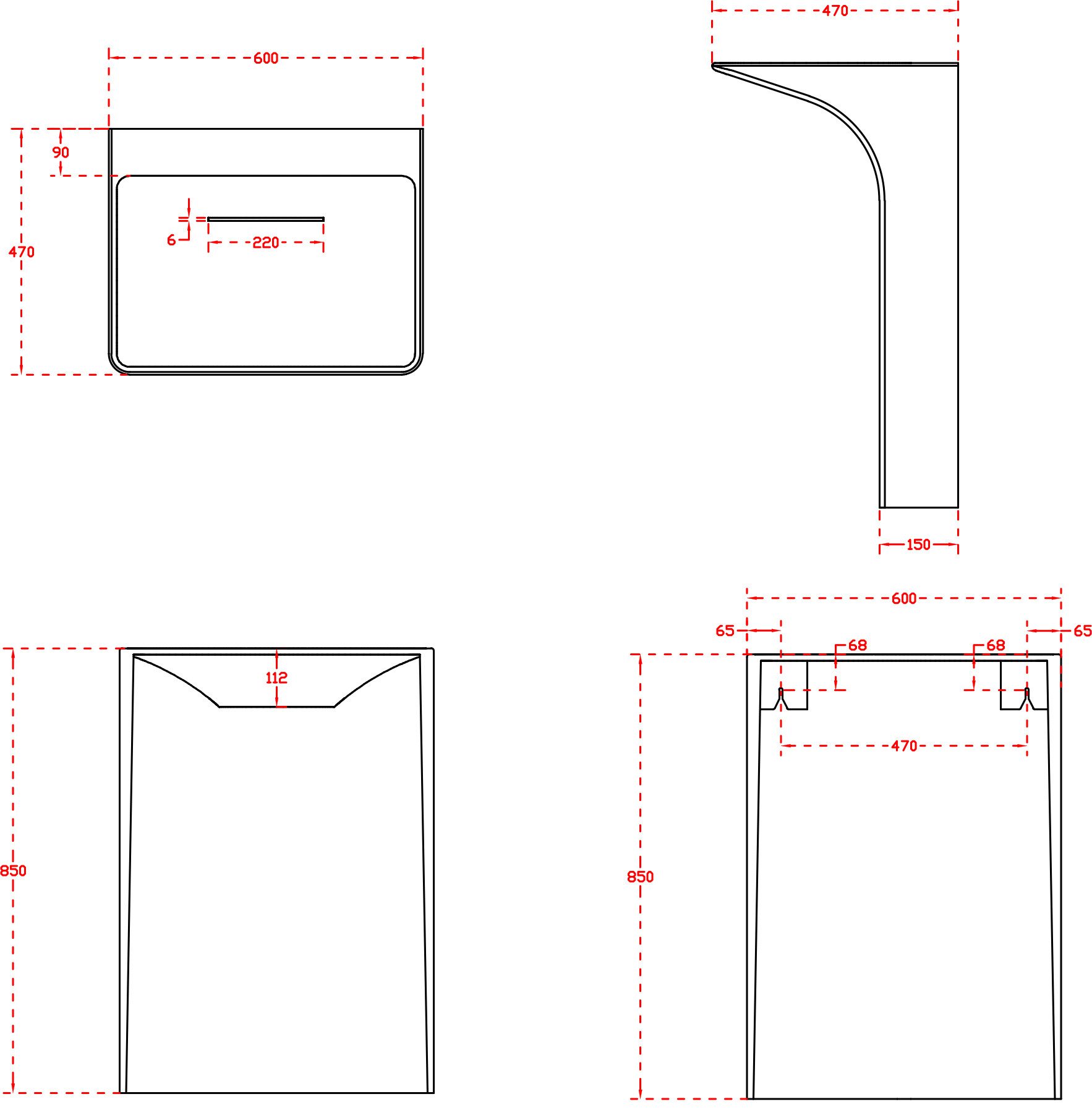 Bernstein Waschtisch TWZ29 60cm Weiß matt, Standwaschbecken Design Ablaufrinne Mineralguss