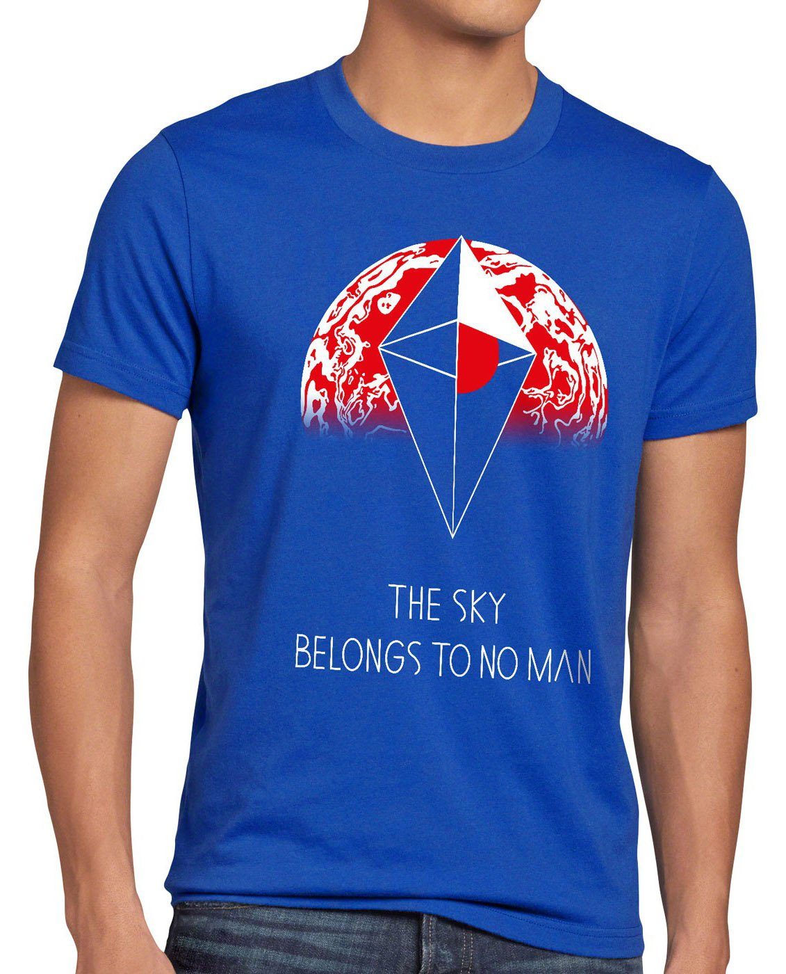 style3 Print-Shirt Herren T-Shirt Sky belongs no man open world game weltraum reise spiel space rpg blau