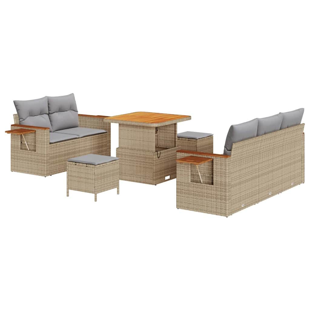 vidaXL Loungesofa Gartensofa-set 10 stk. 7-Sitzanzahl Beige und Hellgrau, 10 Teile