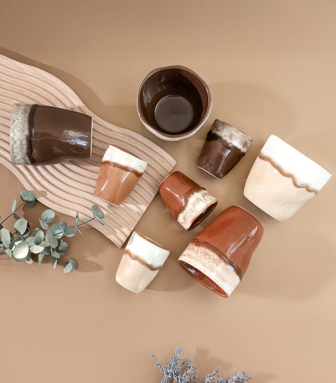 CreaTable Tasse Espressobecher SQUEEZY MOCHA MOUSSE, 80 ml, 1-tlg., Steinzeug, Beige, glasiert