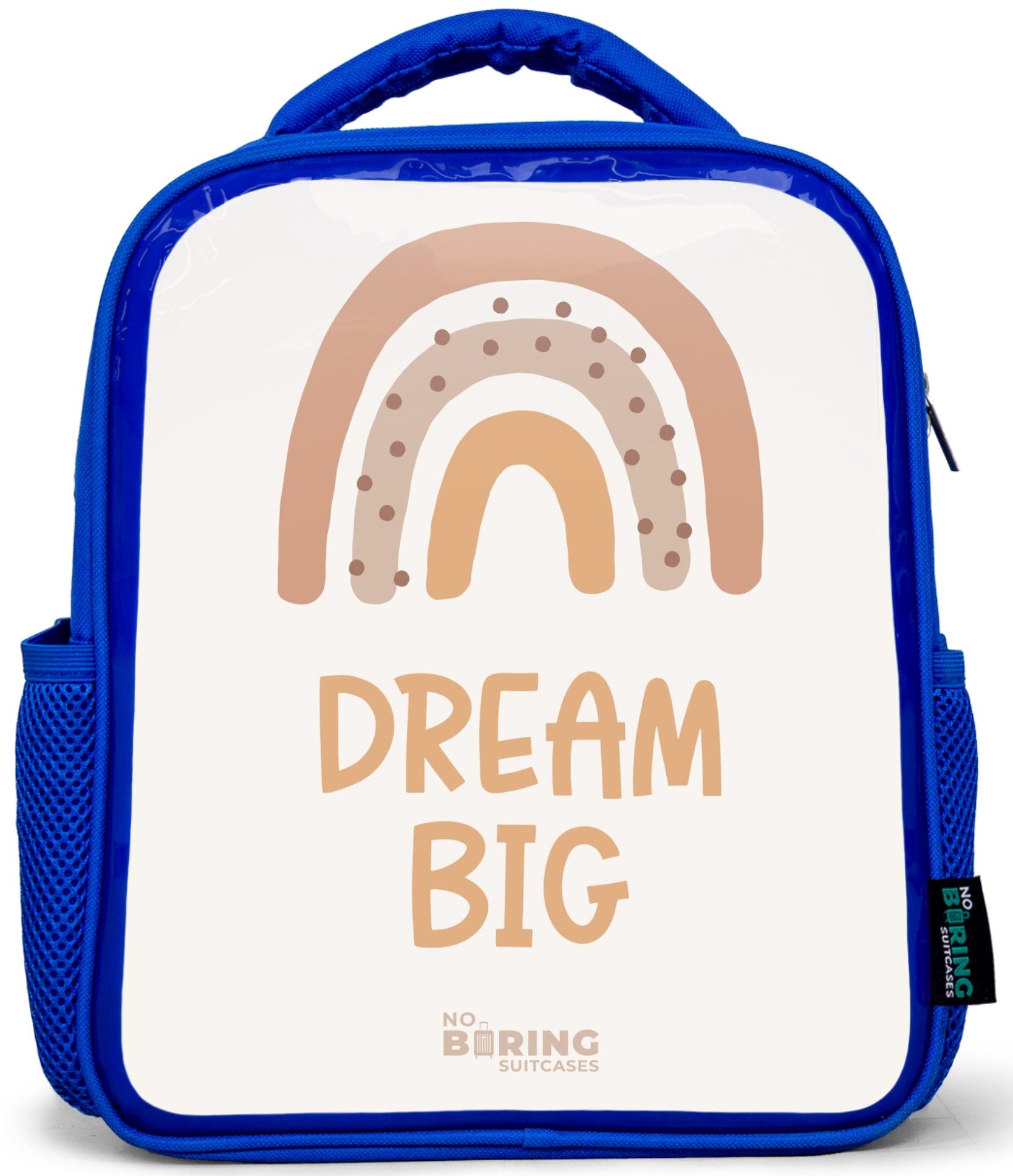 Rucksack Blau - Regenbogen mit dem Zitat 'Dream Big'