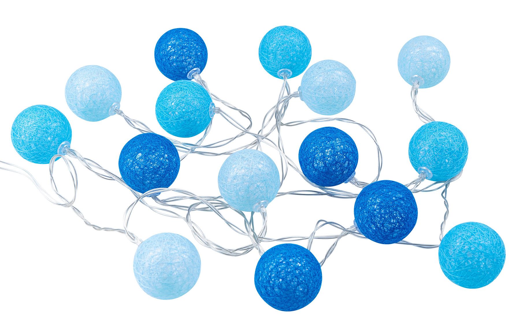 Levandeo® Lichterkette, 15er Lichterkette Ø4cm LED Kugeln Girlande Lampions Baumwolle Blau. € 9,99