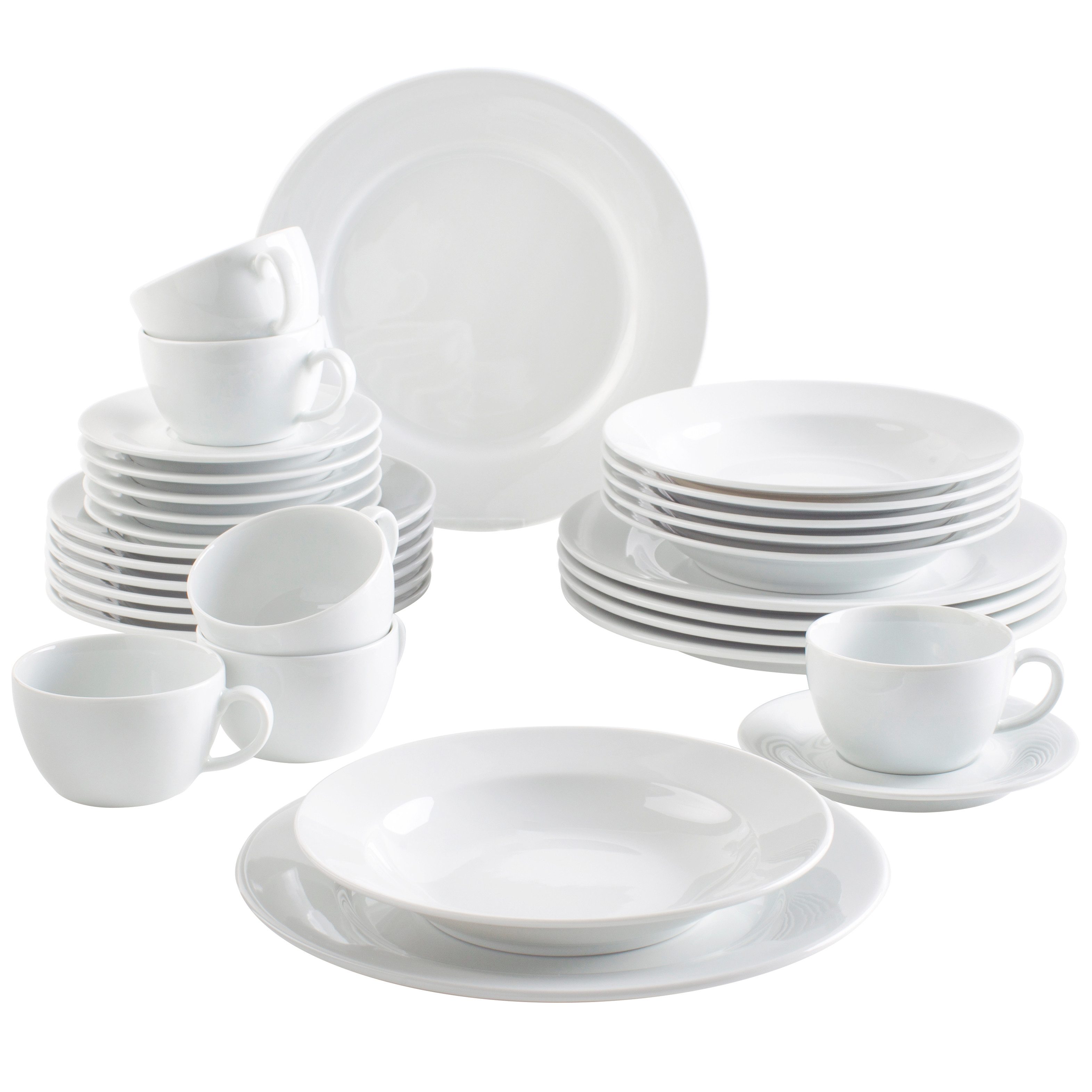 KAHLA Комбинированное обслуживание Pronto weiß Kombiset (30-tlg), 6 Personen, Porzellan, Made in Germany