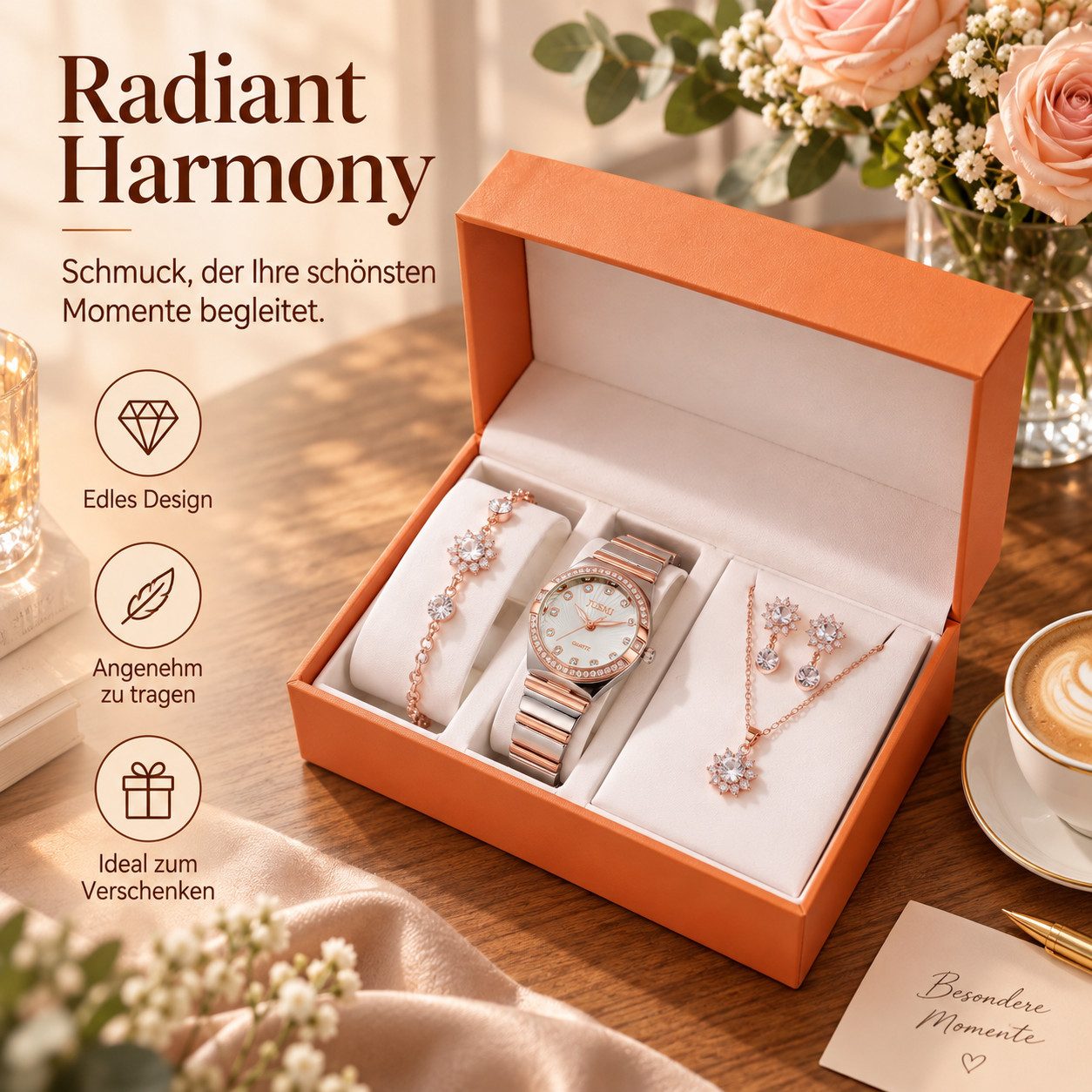 ibettertec Quarzuhr Damen Geschenkset mit Uhr - Weihnachtsgeschenk für Frauen, (Set, 1-tlg., Edles Geschenk für Frauen, Besonderes Geschenk für Frauen), Damen G – Bild 4 von 5