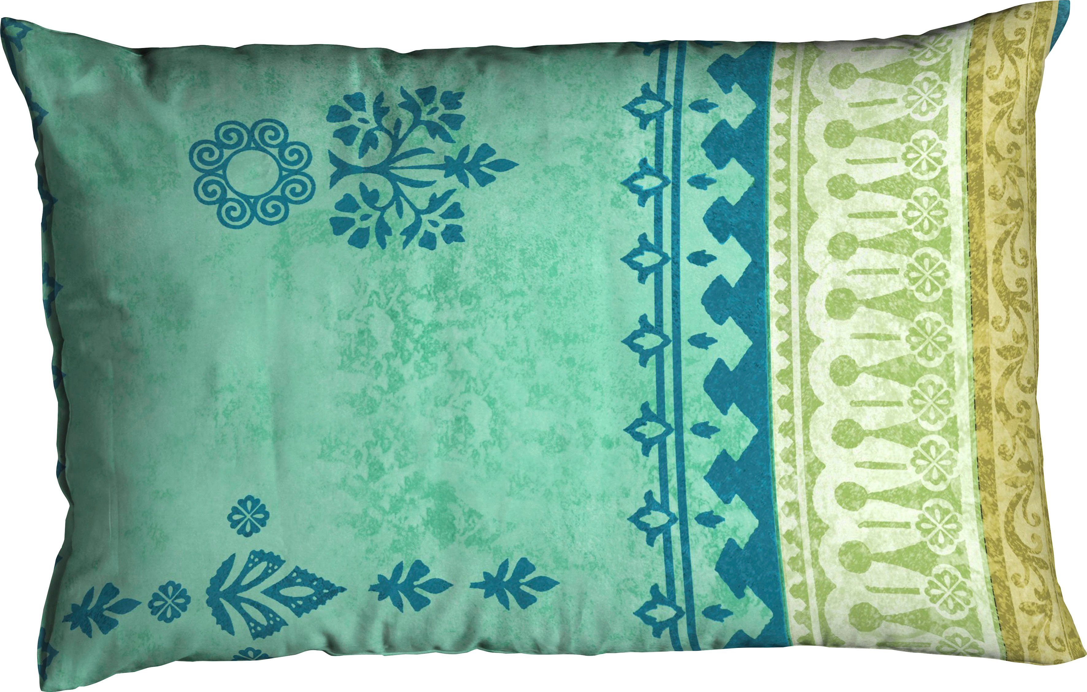 Satin zur türkis (1 mit Stück), Bettwäsche Ornamenten, in passend Indi, Kissenbezug CASATEX Kissenbezug Qualität
