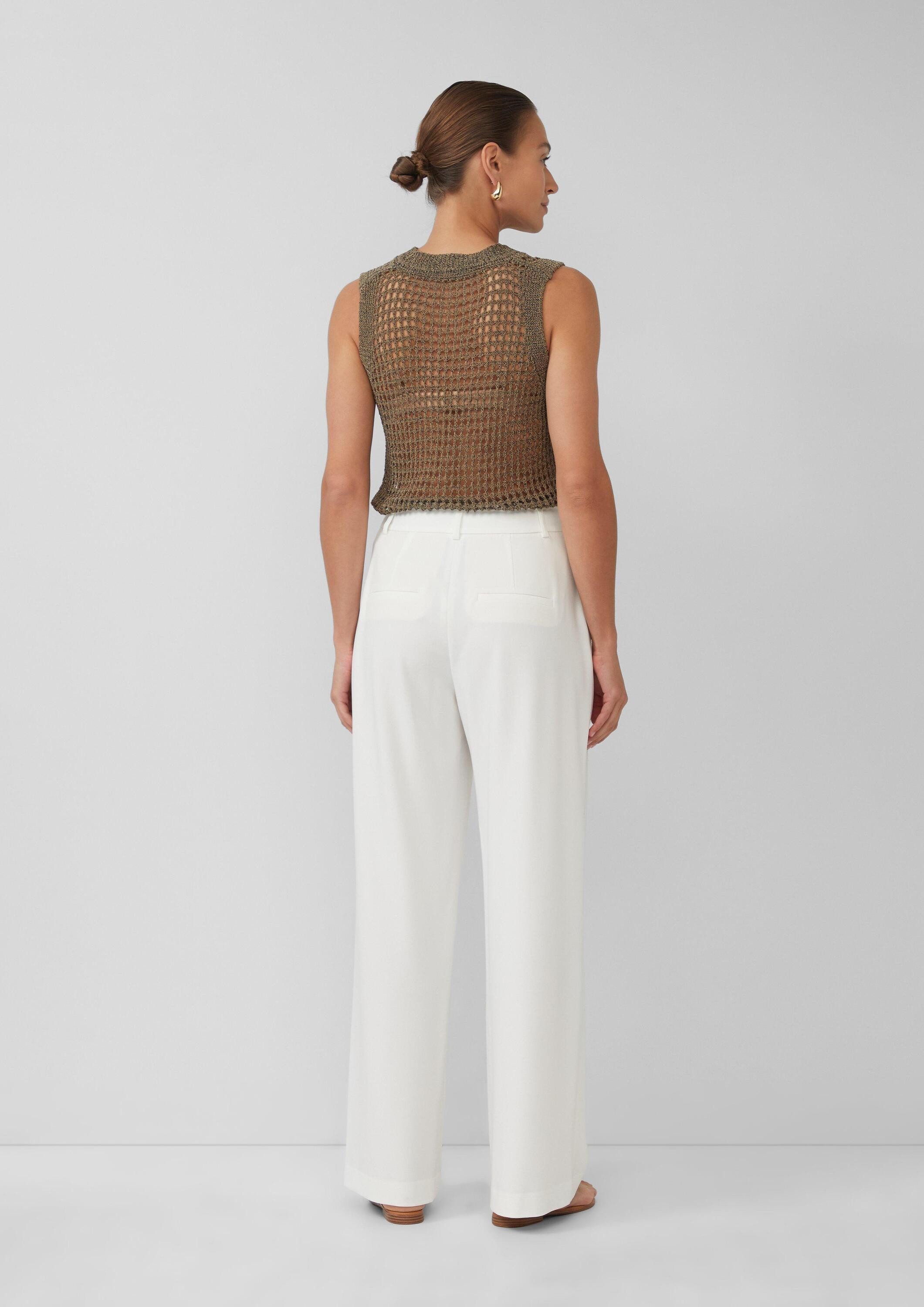 s.Oliver Chinos Hose Hose mit Extra Wide Leg und Crêpe-Struktur