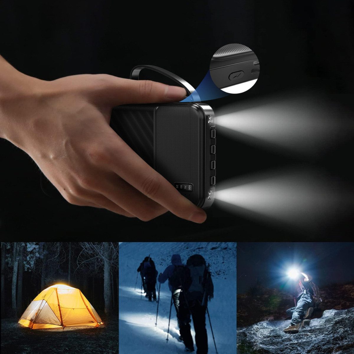 Wozinsky W11 Powerbank 10000 mAh (5 V), Integrierte Kabel, Handyhalterung und LED-Leuchte – Bild 4 von 5