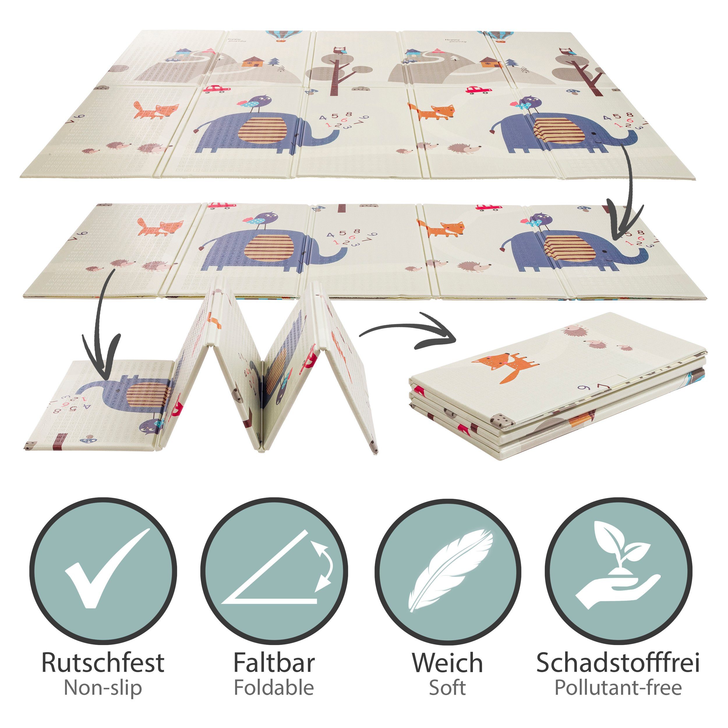 ONVAYA Bodenmatte Spielmatte, Krabbelmatte faltbar, 150x200, 180x200
